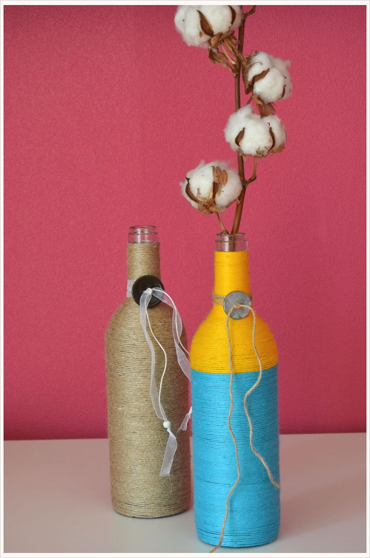 Fest umschlungen... DIY-Vasen aus alten Flaschen