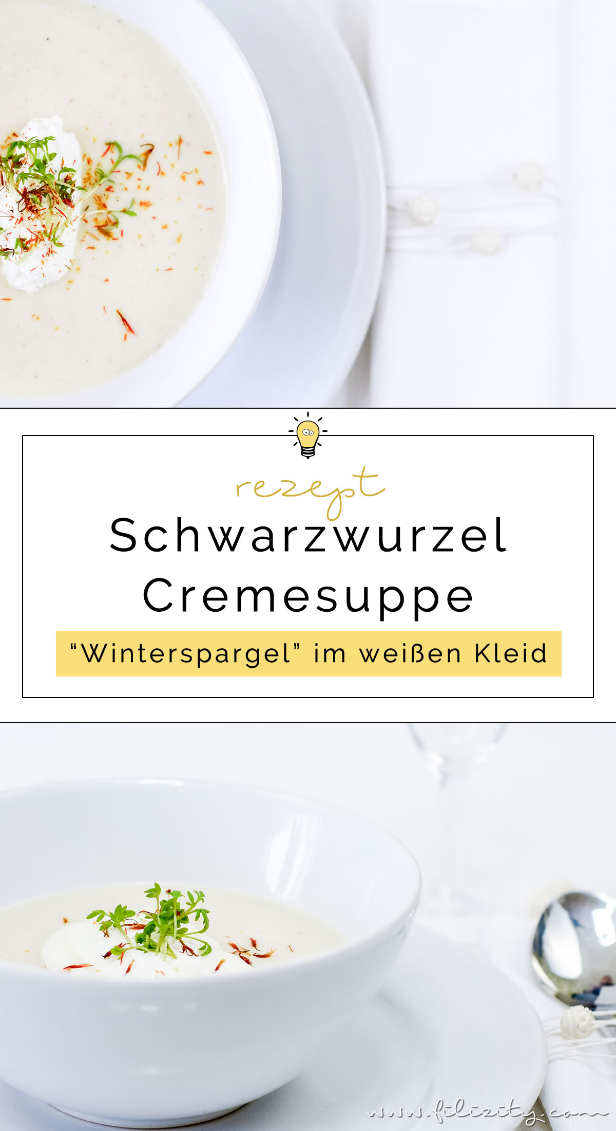 Rezept für orientalische Schwarzwurzel-Cremesuppe | Perfekt für Diner en Blanc | Filizity.com | Food-Blog aus dem Rheinland #vegetarisch #suppe #spargel