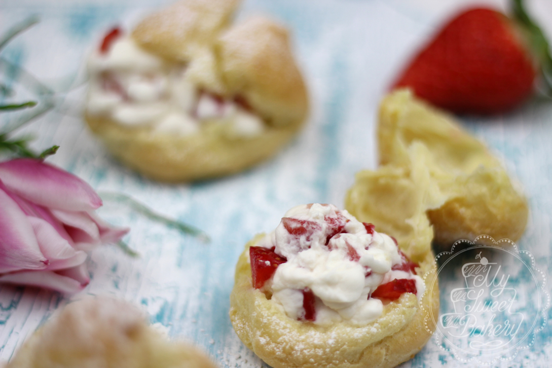 Windbeutel mit Erdbeeren oder Mango