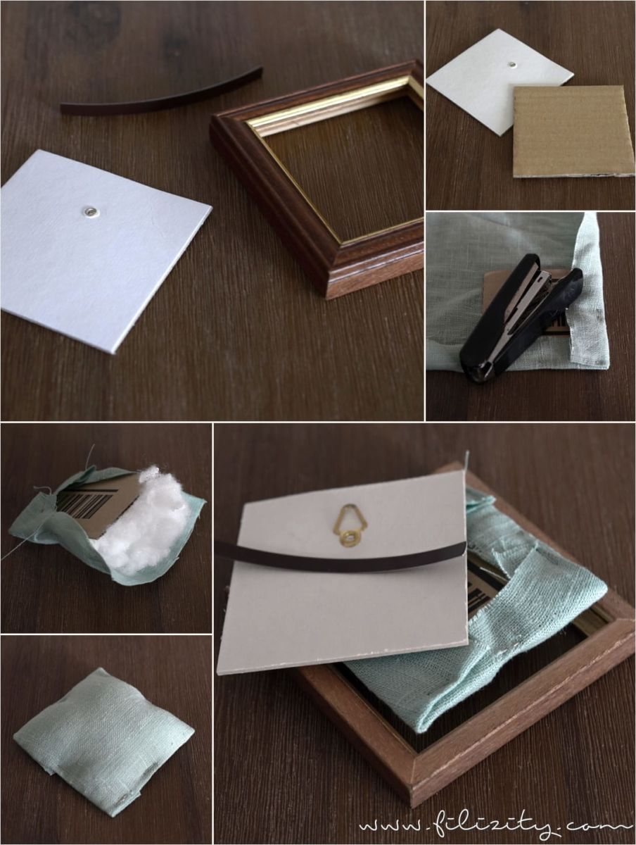 bilderrahmen selber machen anleitung, schöne upcycling-idee: praktische nadelkissen aus bilderrahmen und, Design ideen