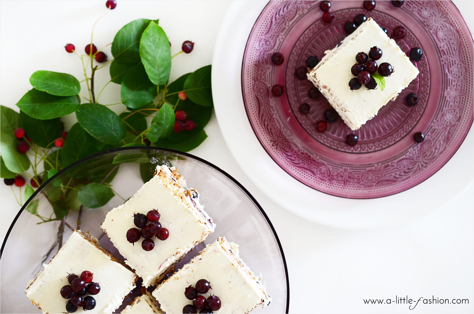 Einfache Sommertorte mit Quarksahne und Felsenbirnen