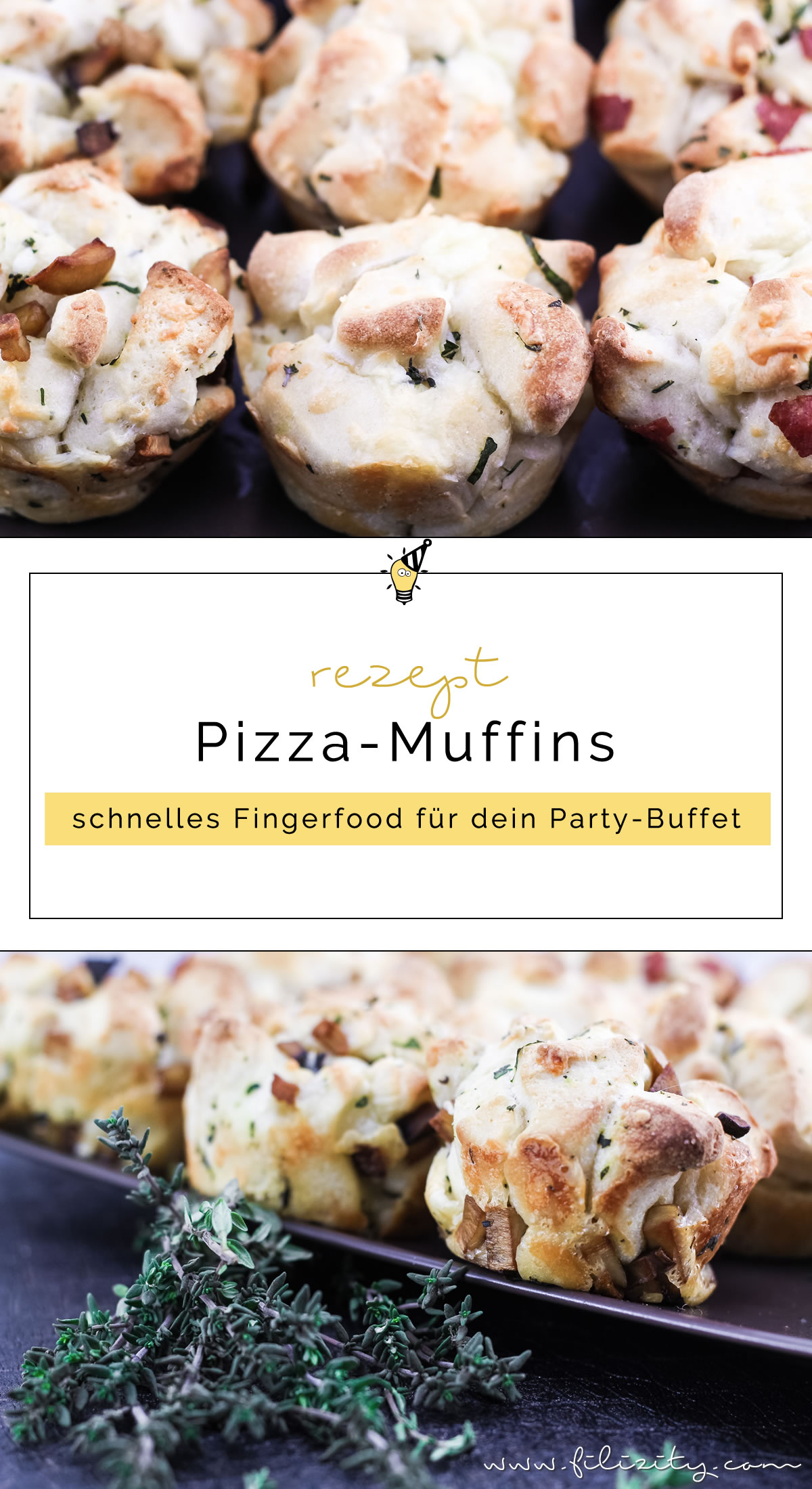 Schnelle Pizza-Muffins - Leckeres Fingerfood für's Party-Buffet | Filizity.com | Food-Blog aus dem Rheinland #partyfood #silvester #nye #pizza