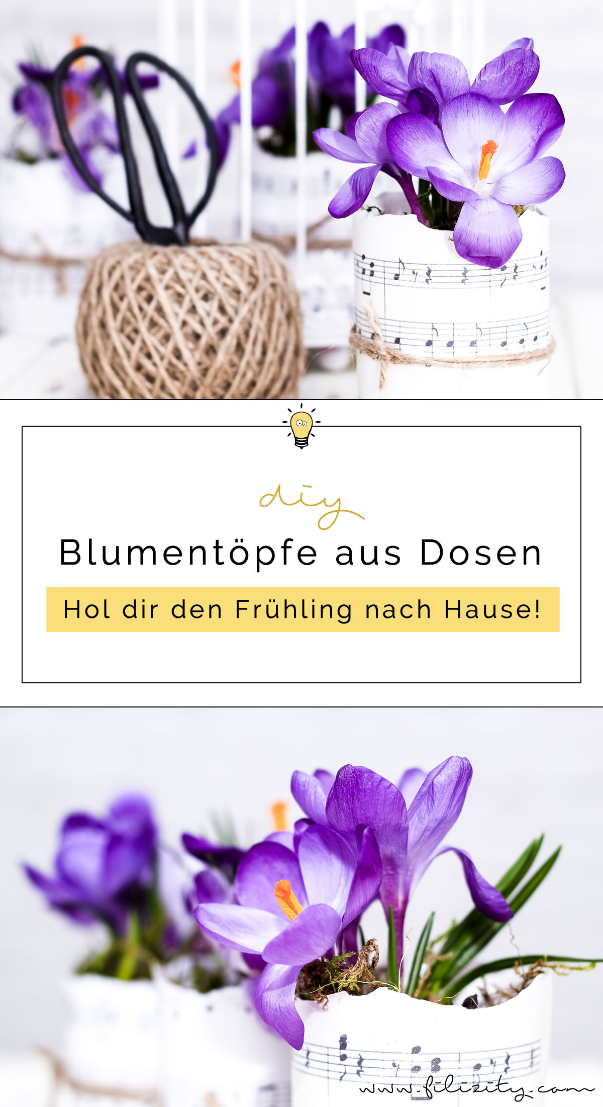 DIY Blumentöpfe aus Dosen und Papier | Upcycling & Frühlingsdeko | Filizity.com | DIY-Blog aus dem Rheinland #frühling #upcycling