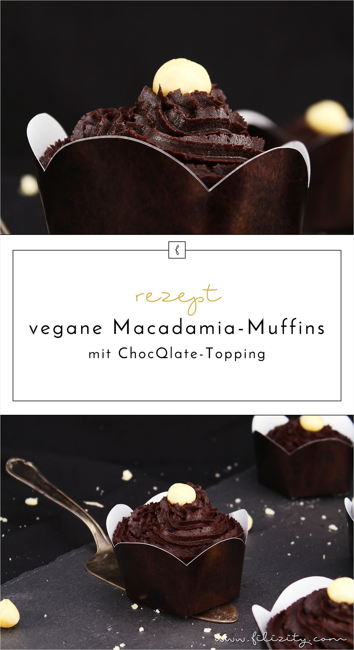 Rezept: Vegane Schoko-Macadamia-Muffins mit ChocQlate-Frosting