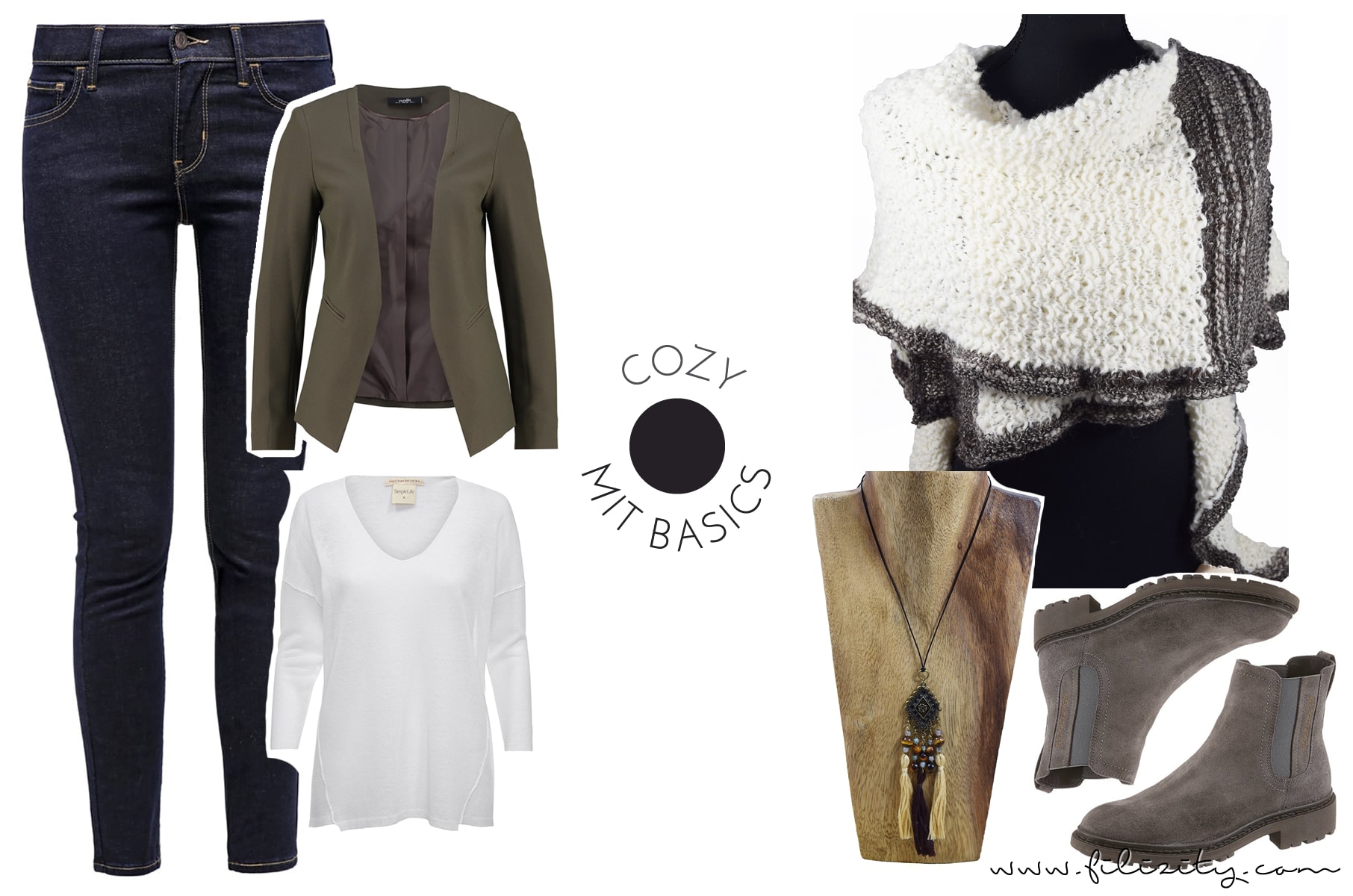 Cozy Look für den Herbst mit Jeans, Pullover und Blazerjacke