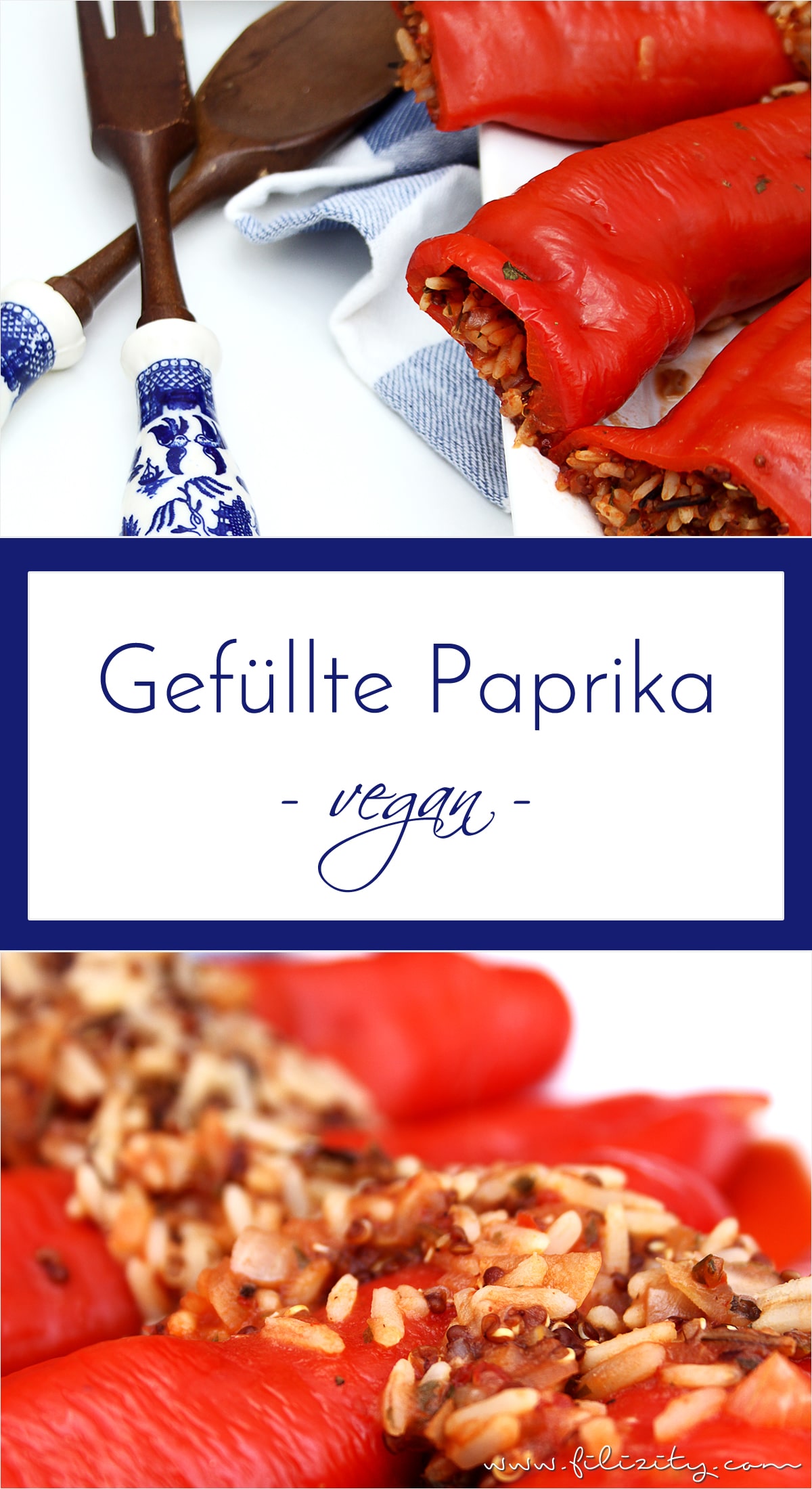Rezept für vegan Gefüllte Paprika - mediterraner Klassiker neu interpretiert
