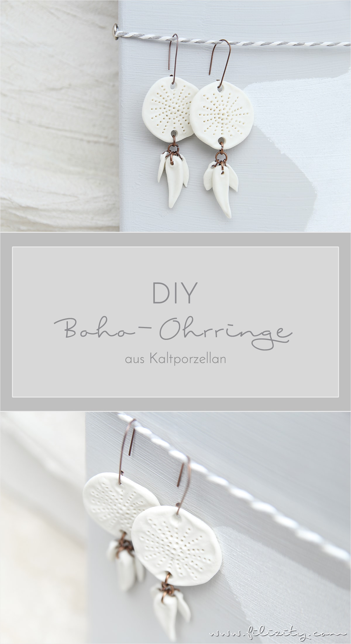 Hippie-Schmuck: Kaltporzellan-Ohrringe im Boho-Style selber machen