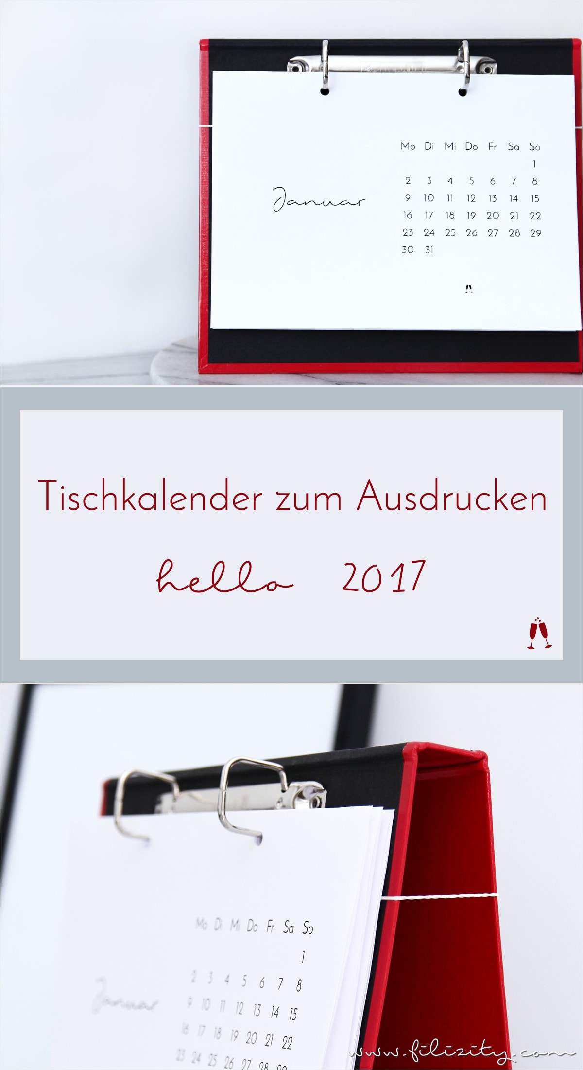 DIY Kalender-Brett & Tischkalender 2017 zum Ausdrucken