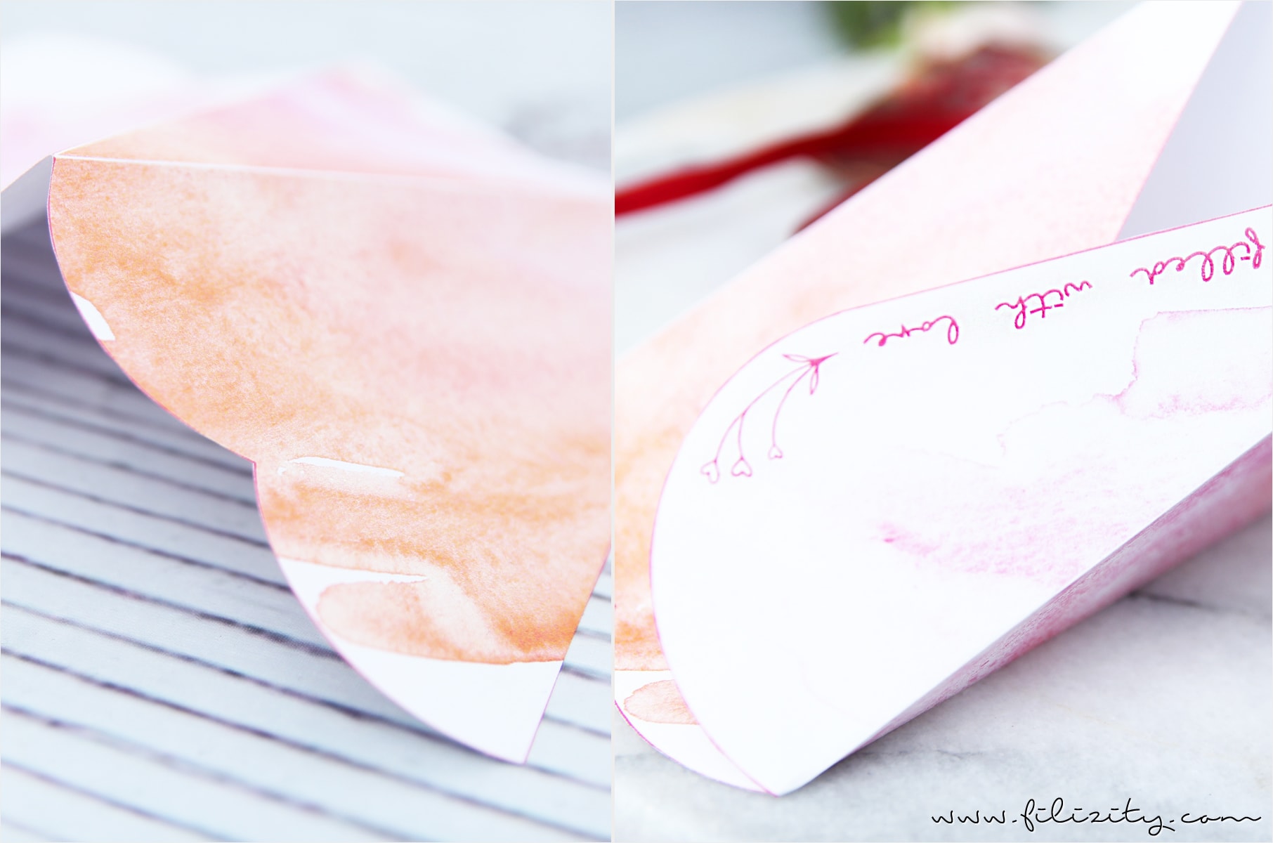 DIY Geschenkverpackung für Valentinstag: 3D Herztüten falten | Filizity.com | DIY-Blog aus dem Rheinland #valentinstag #muttertag #geschenkideen