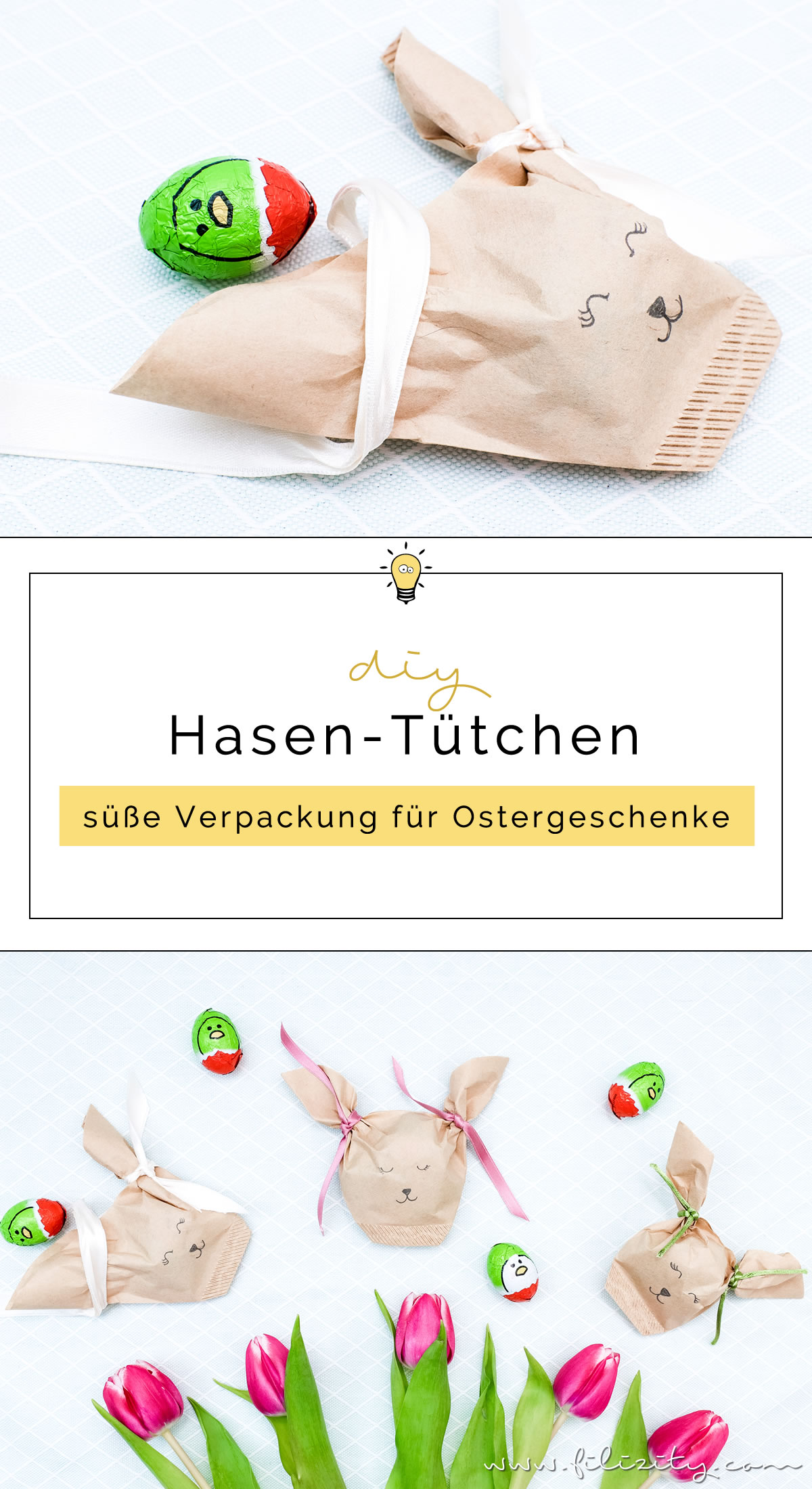 Ostergeschenke verpacken: DIY Lämmchen-/Hasentüten aus Kaffeefiltern basteln | Filizity.com | DIY-Blog aus dem Rheinland #ostern #geschenkidee