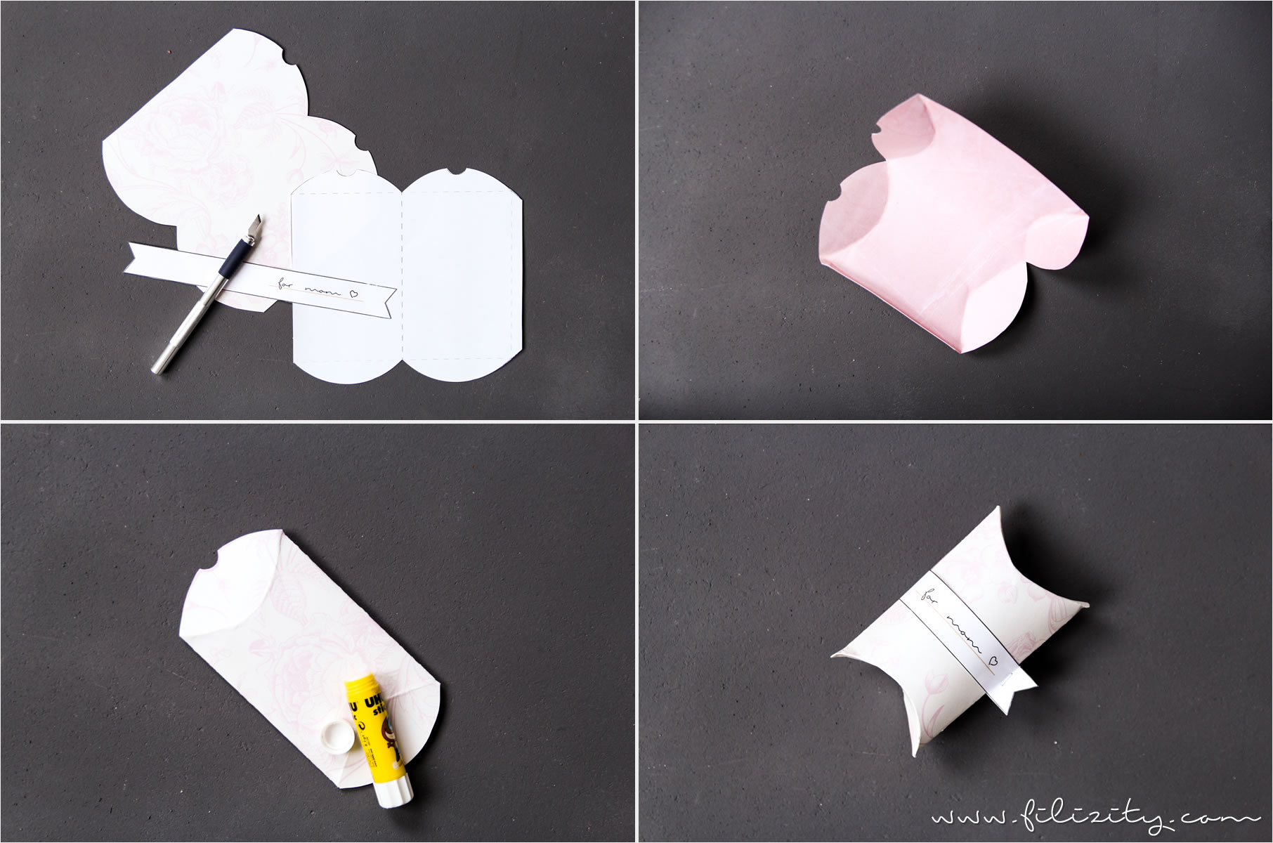 DIY Pillow Box für Muttertags-Geschenke [Free Printable]