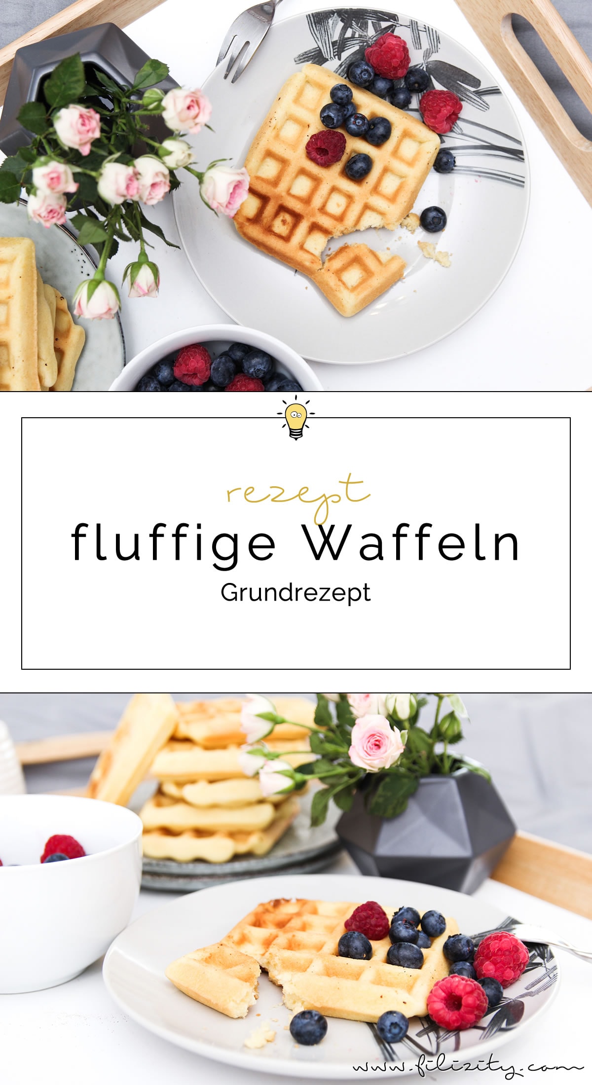 Grundrezept für fluffige knusprige Waffeln - perfekt zum Frühstück oder zum Kaffee