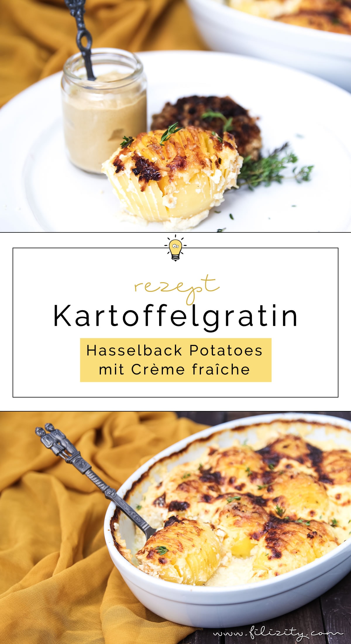 Rezept für Kartoffelgratin mit Fächerkartoffeln (Hasselback Potatoes) - perfekt als Beilage und Party-Food