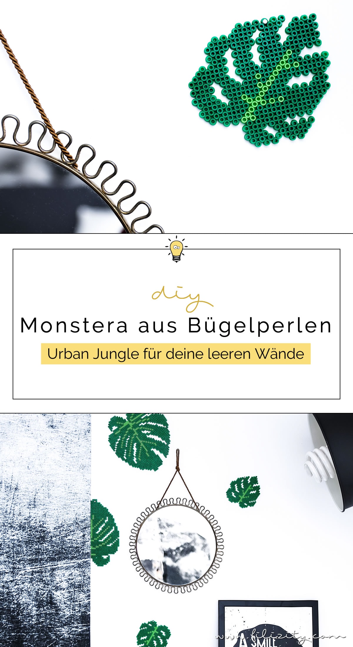 DIY Urban Jungle: Bügelperlen-Monstera - Just Bead It! #bügelperlen #monstera