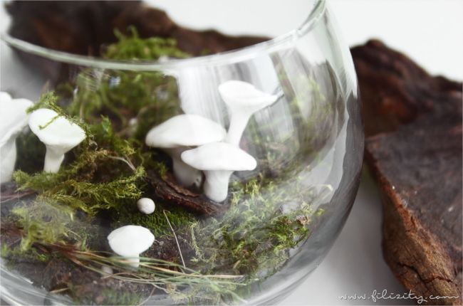 DIY Herbst-Deko mit Kaltporzellan-Pilzen #kaltporzellan #pilz #herbst #deko