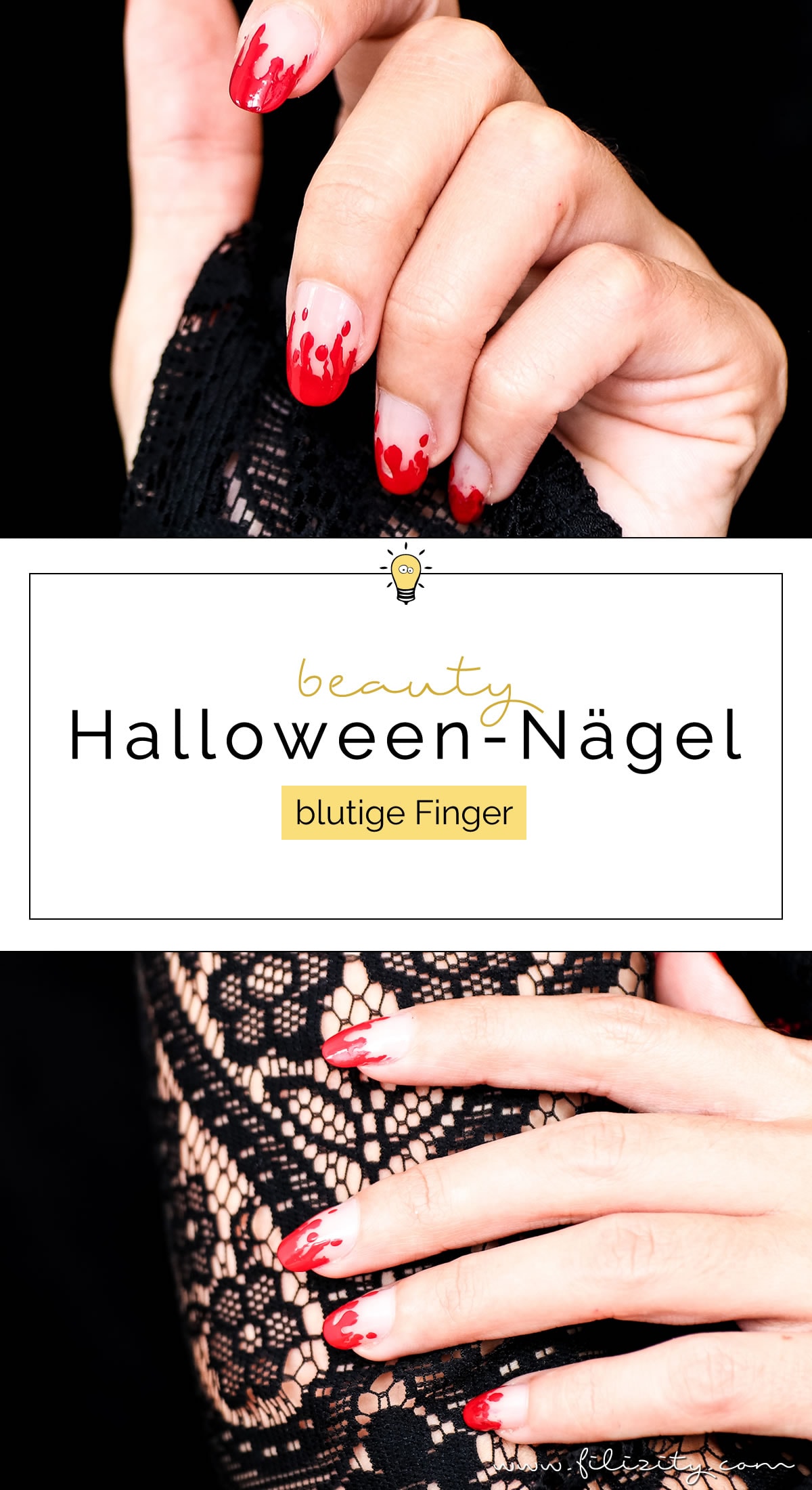 Gruseliges Halloween Nageldesign "Blutige Finger" - Einfache Maniküre Idee | Filizity.com | Beauty-Blog aus dem Rheinland #halloween #nagellack