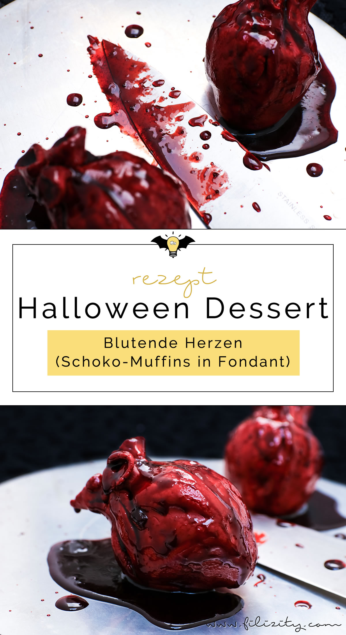 Halloween Nachtisch: Blutende Herzen - Gruseliges Rezept für das Halloween-Menü | Filizity.com | Food-Blog aus dem Rheinland #halloween #herz #dessert