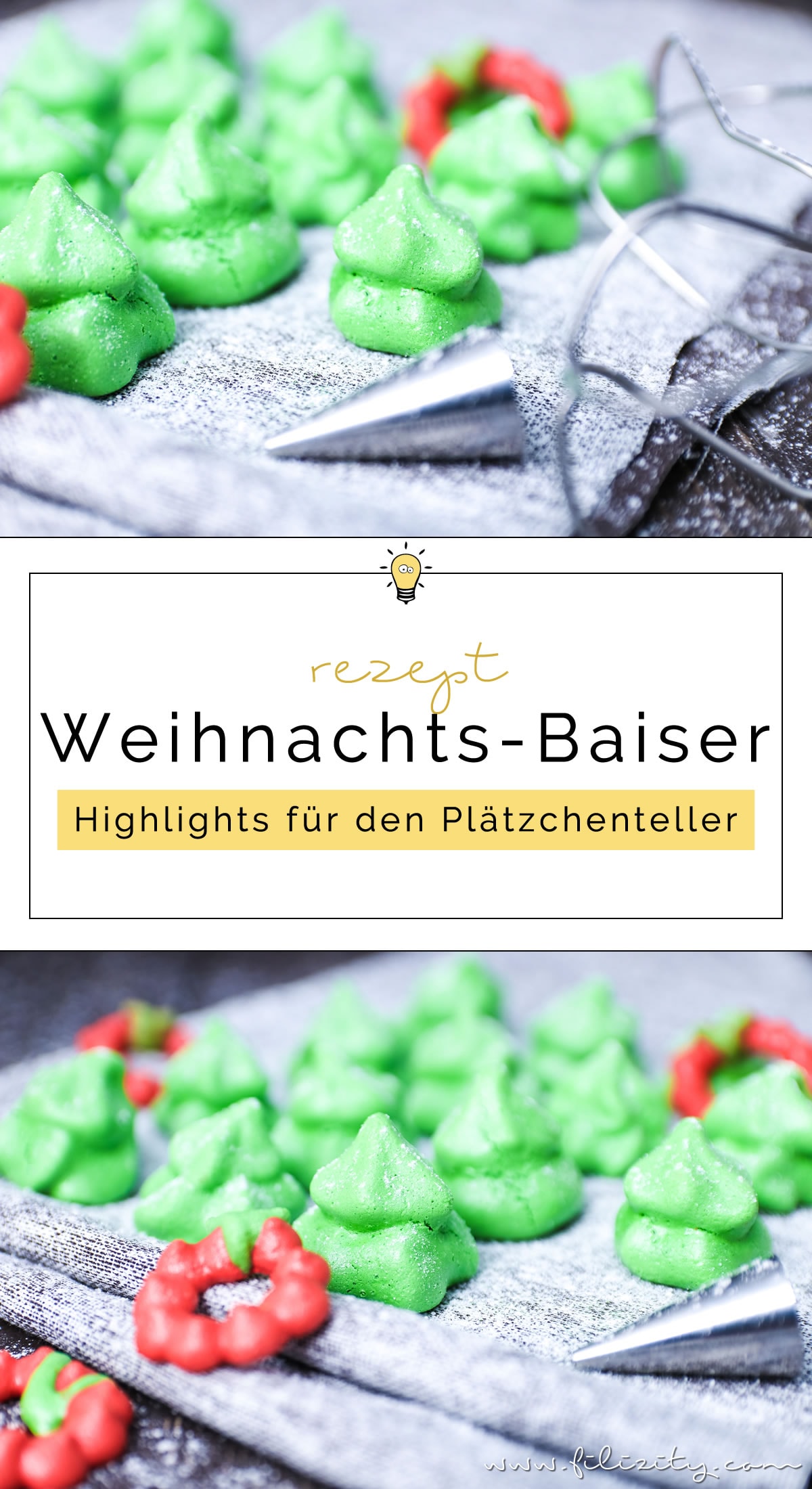 Plätzchen-Rezept: Tannenbäumchen und Weihnachtskränze aus Baiser #plätzchen #weihnachten #advent