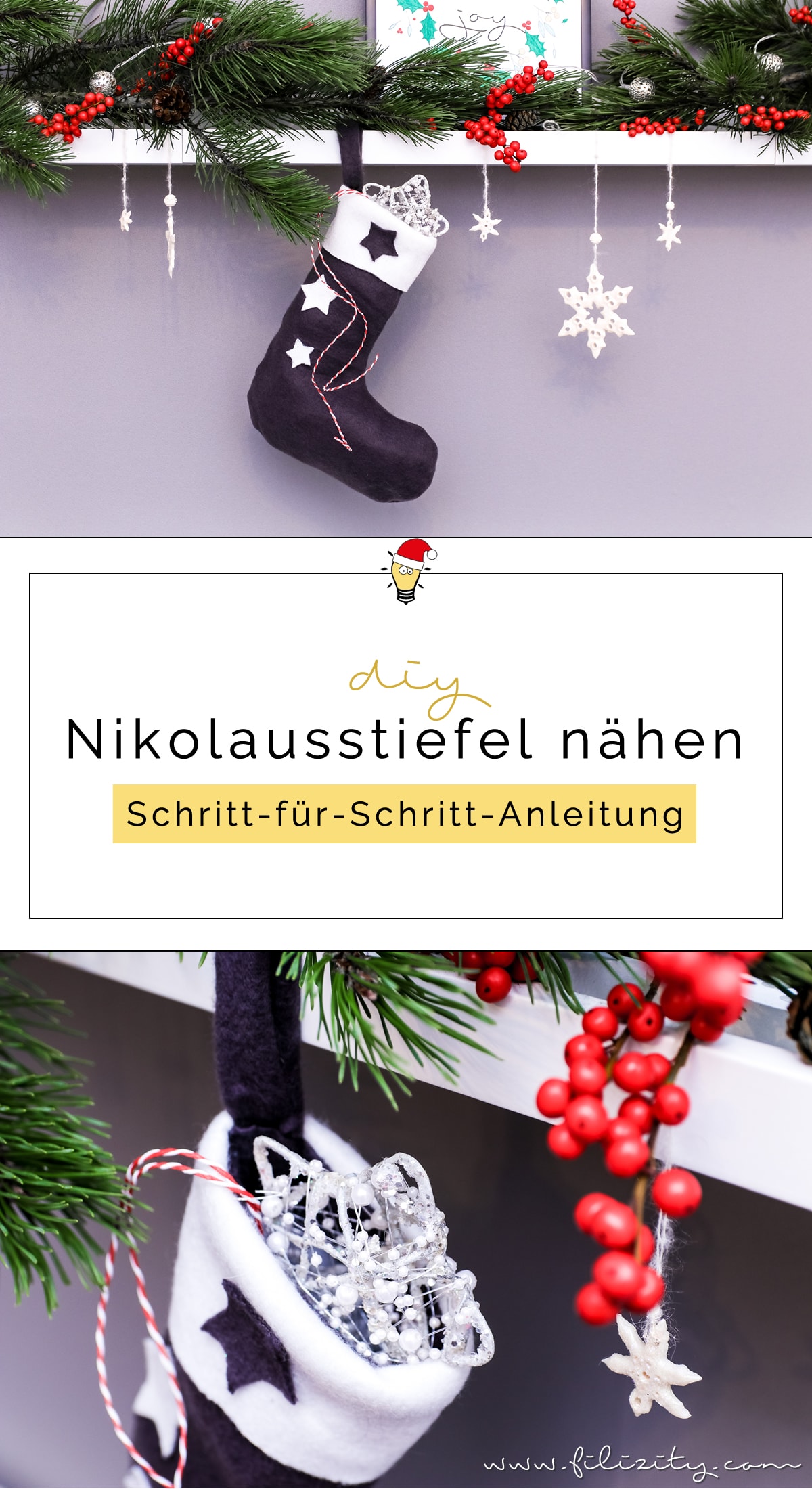 Basteln in der Weihnachtszeit: Nikolausstiefel nähen | Filizity.com | DIY-Blog aus dem Rheinland #weihnachten #nikolaus #nähen #geschenkideen