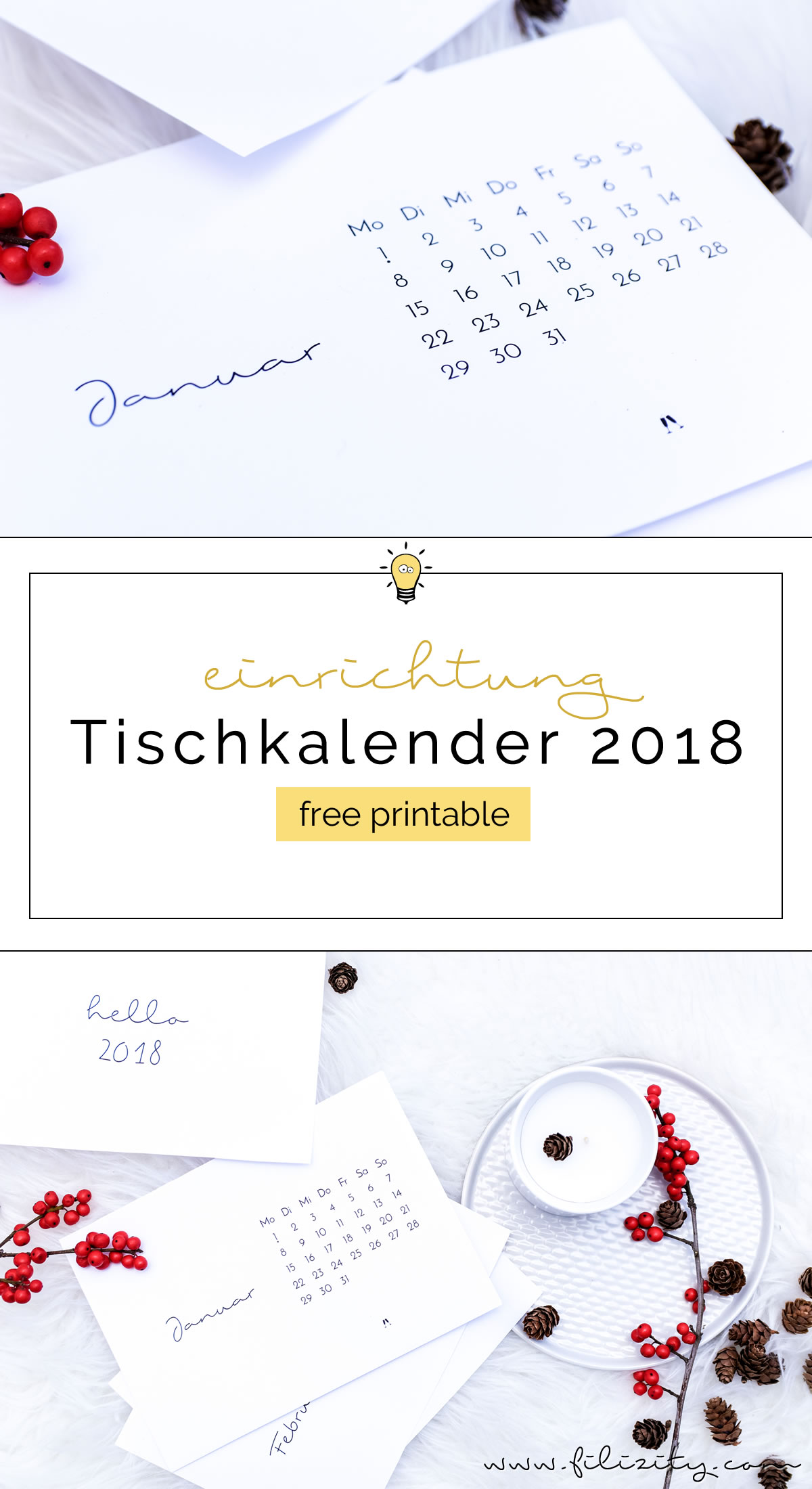 [ Free Printable ] Minimalistischer Tisch-Kalender 2018 - Kostenlose Druckvorlage | Filizity.com | Kreativ-Blog aus dem Rheinland #calendar #kalender #2018