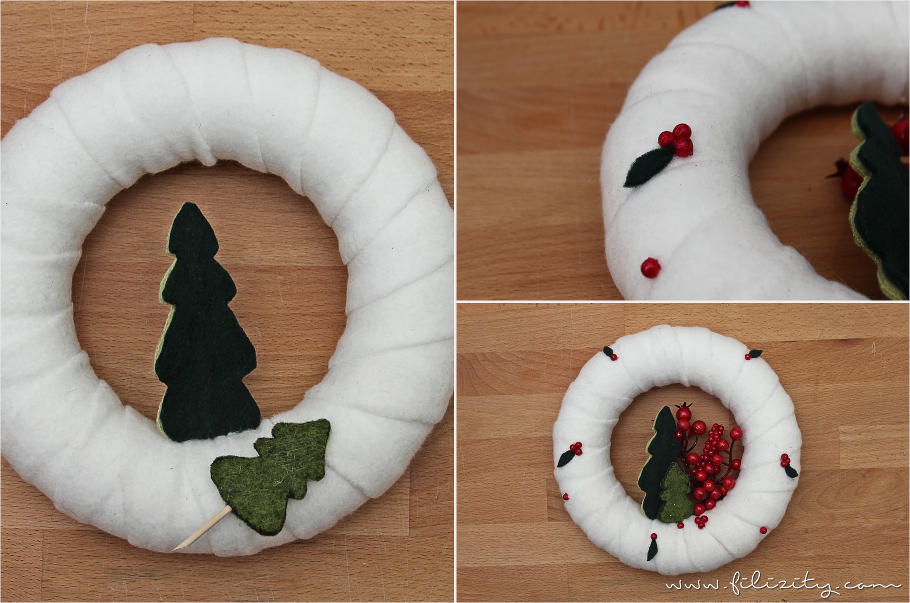 DIY-Deko: Weihnachtlicher Türkranz mit Tannen und Beeren