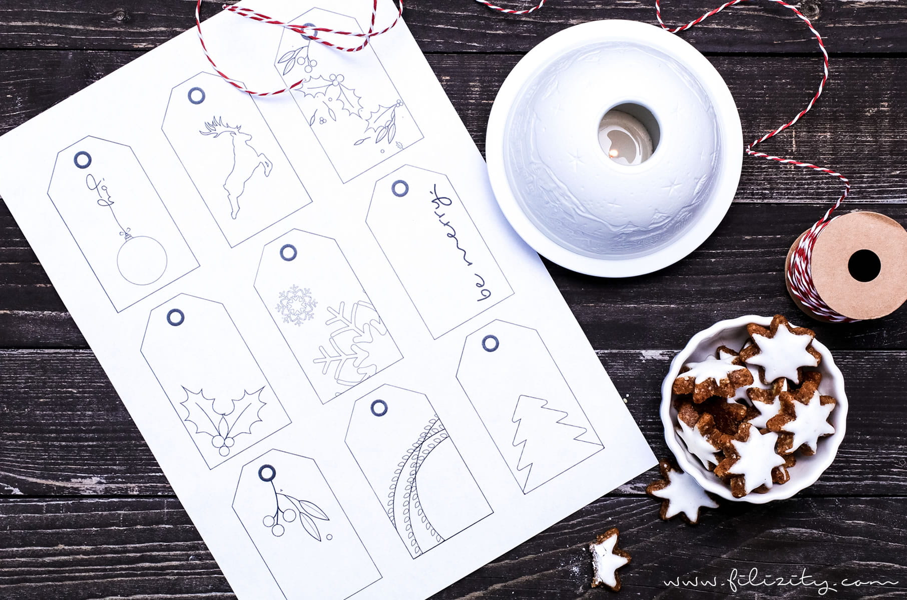 DIY Weihnachtsdeko (Wimpel & Bilder) und Geschenk-Anhänger – Printables zum Ausmalen mit PILOT Pen | Filizity.com | DIY-Blog aus dem Rheinland #pilot #pilotkreativ #pilotpen #printable #weihnachten