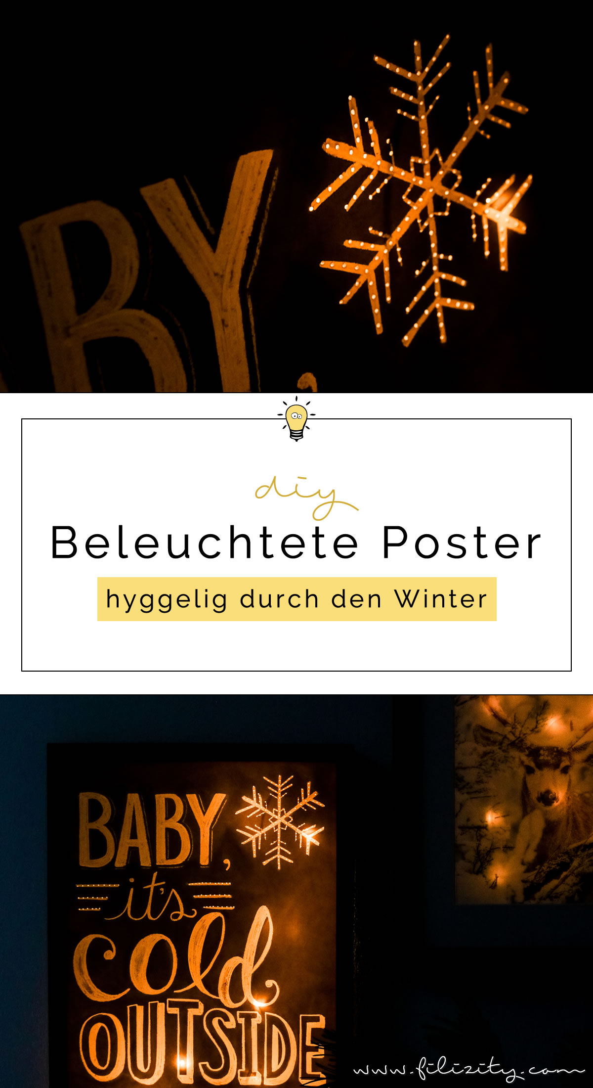 DIY Winterdeko: Hyggelig beleuchtete Poster selber machen mit Postern von Posterlounge | Filizity.com | DIY-Blog aus dem Rheinland #hygge #poster #winterdeko