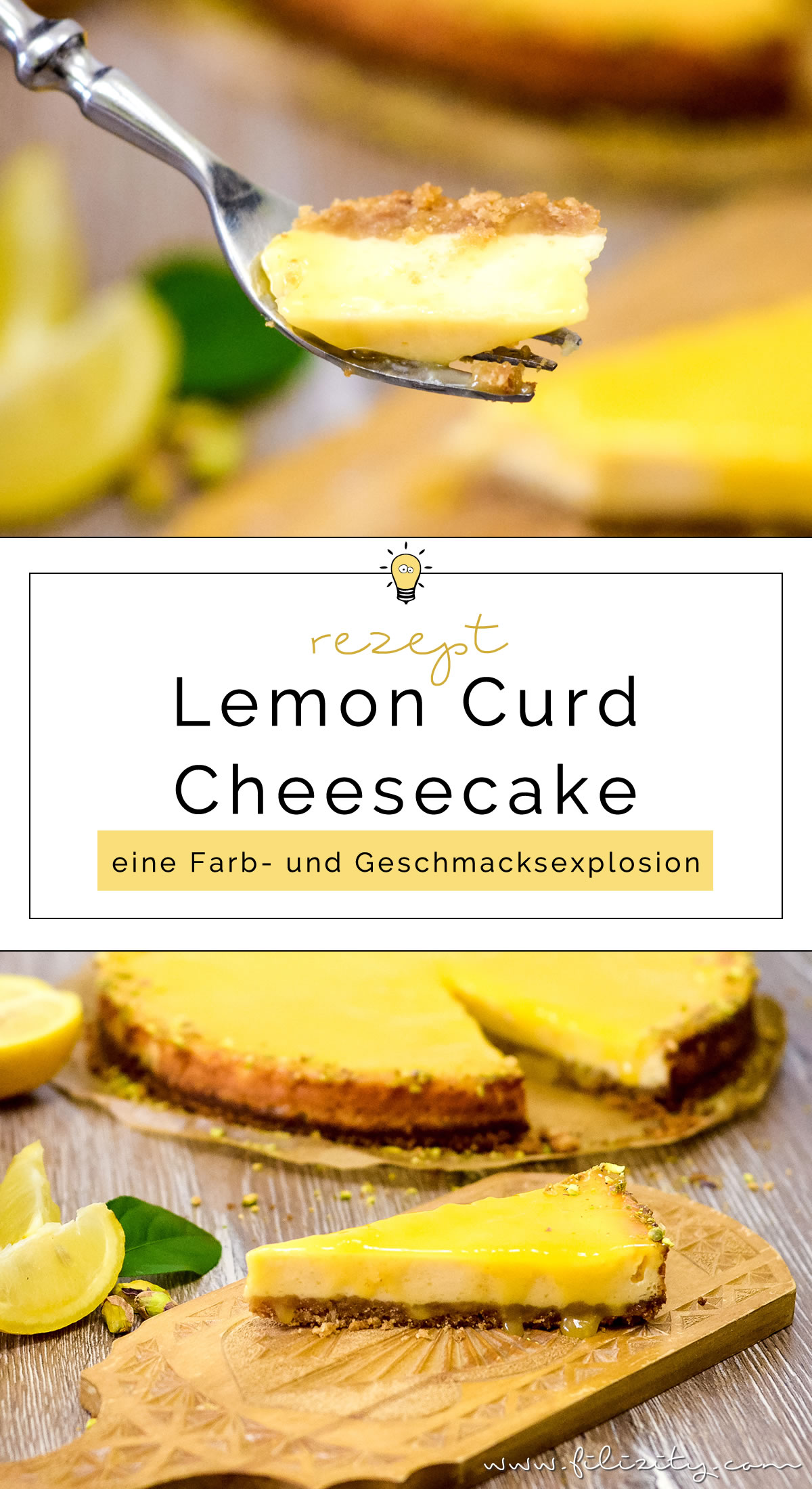 Rezept: Lemon Curd Cheesecake - Sommerfrischer Käsekuchen mit Zitronencreme | Filizity.com | Food-Blog aus dem Rheinland #cheesecake #käsekuchen #lemoncurd