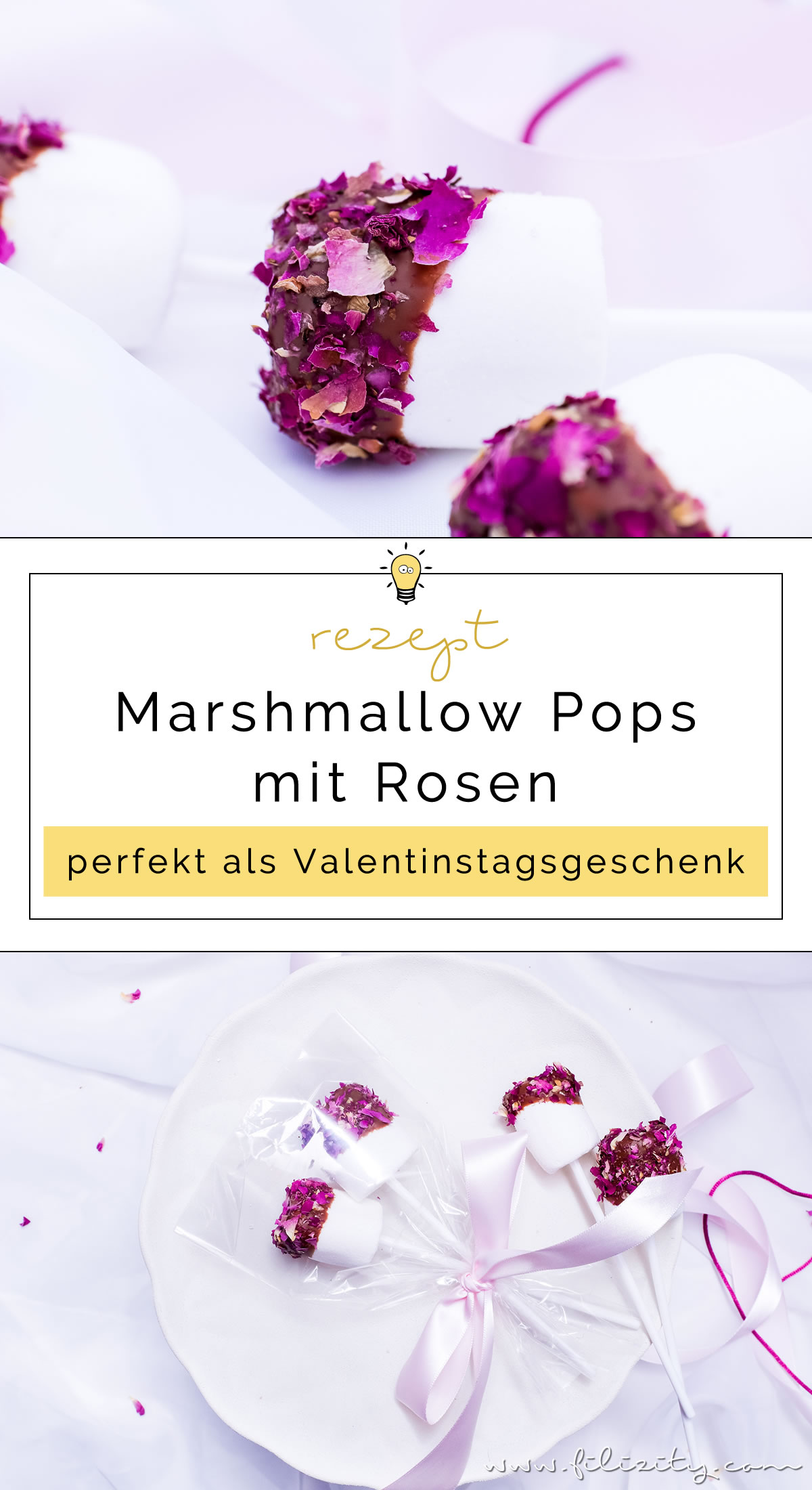 Schnelles Rezept für Marshmallow Pops mit Rosen | Last Minute DIY Geschenkidee für Valentinstag | Filizity.com | Food-Blog aus dem Rheinland #valentinstag #geschenkidee