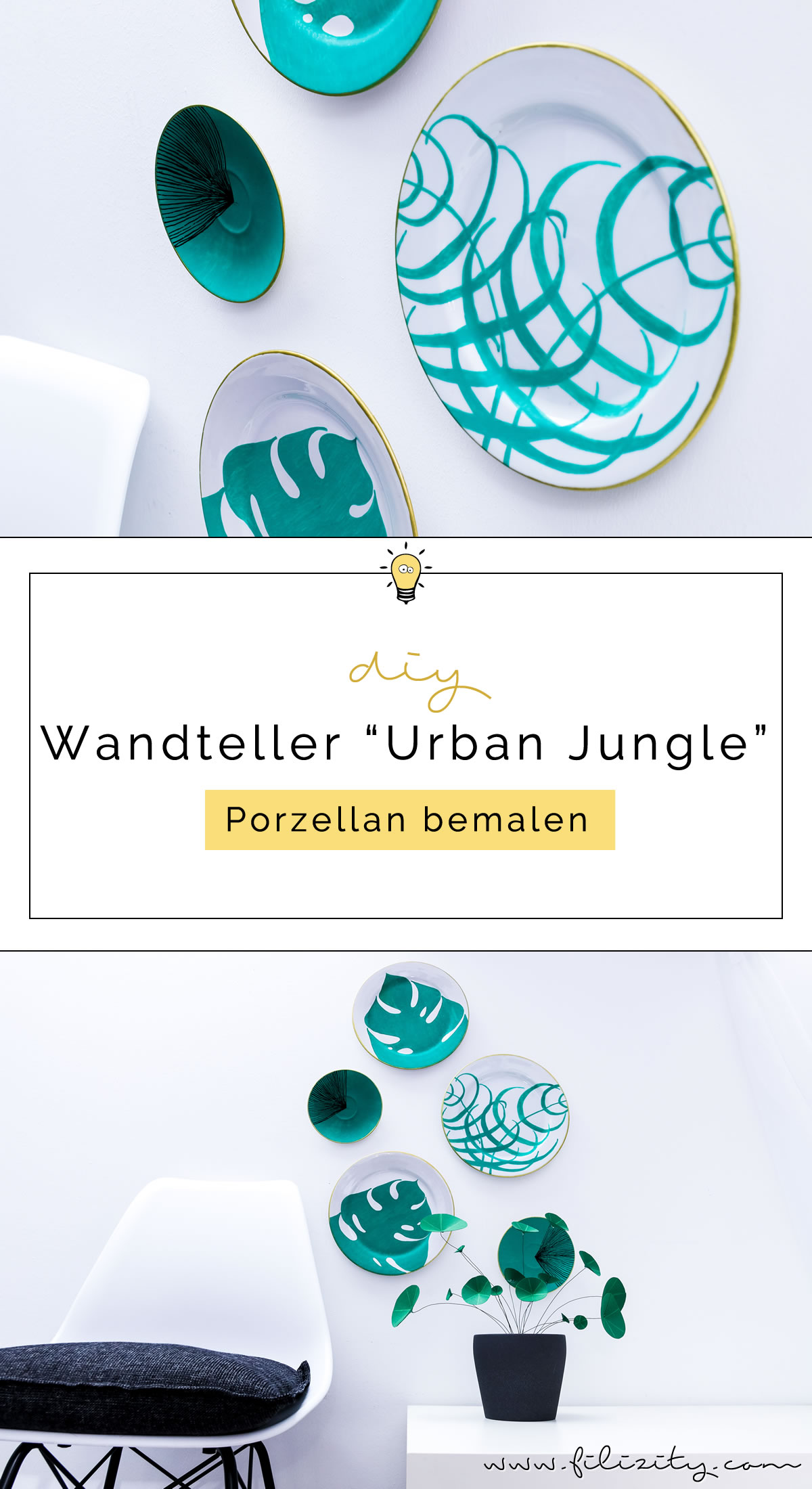 Porzellan bemalen mit PILOT PINTOR - DIY Wandteller im Urban Jungle Style | DIY Deko mit Monstera und Palmen | Filizity.com | DIY-Blog aus dem Rheinland #pilotpen #pilotkreativ #pilotdiy #pilotpintor #pilot