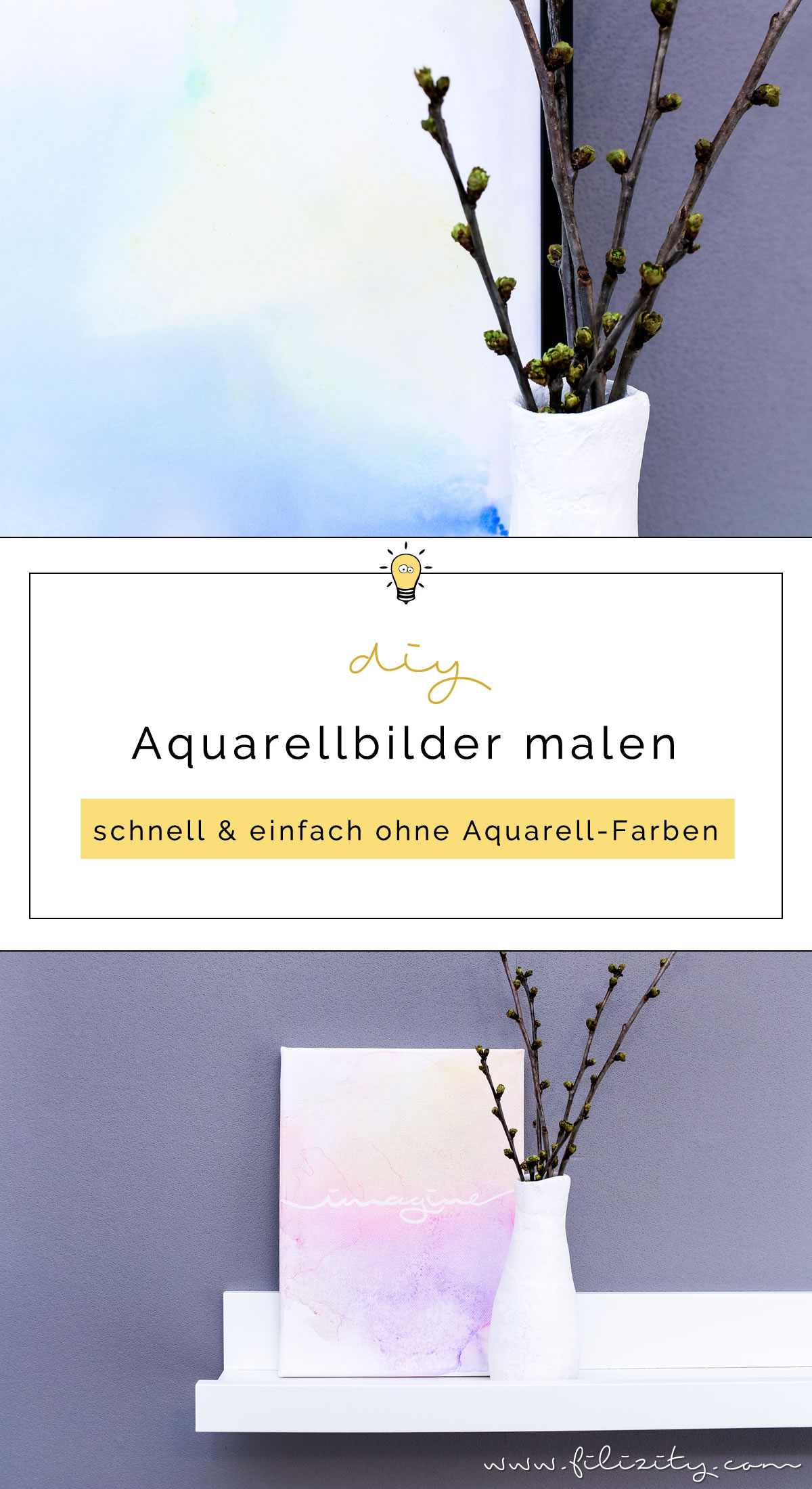 Abstrakte Aquarell-Bilder malen - Schnell & einfach ohne Aquarellfarben | DIY Deko mit Aquarell | Filizity.com | Interior- & DIY-Blog aus dem Rheinland #aquarell #malen #handlettering