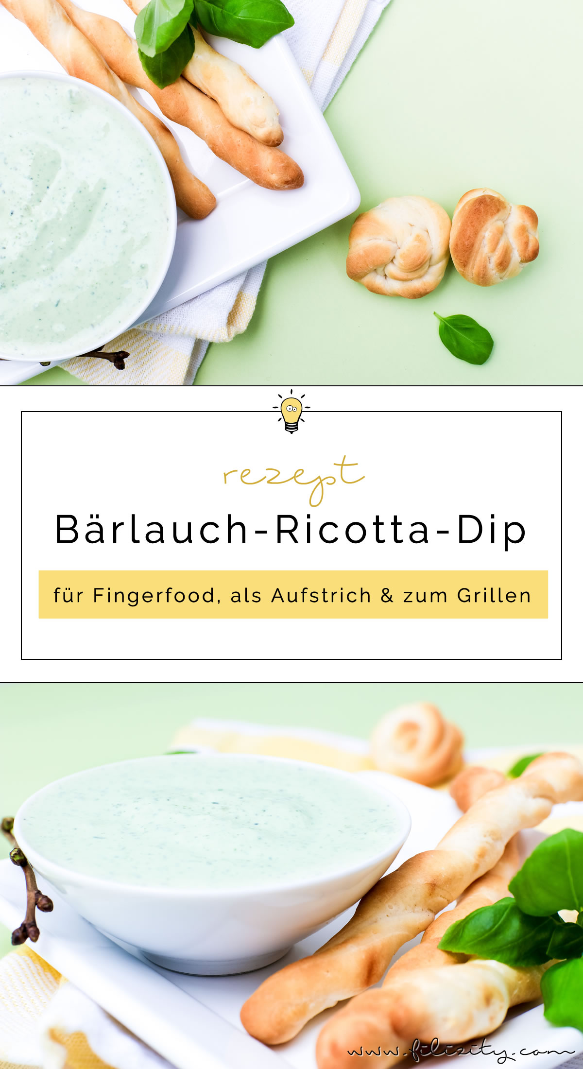Ricotta Bärlauch Dip Rezept - Für Fingerfood, als Aufstrich oder zum Grillen | Auch perfekt für den Oster-Brunch! | Filizity.com | Food-Blog aus dem Rheinland #bärlauch #frühling #ostern