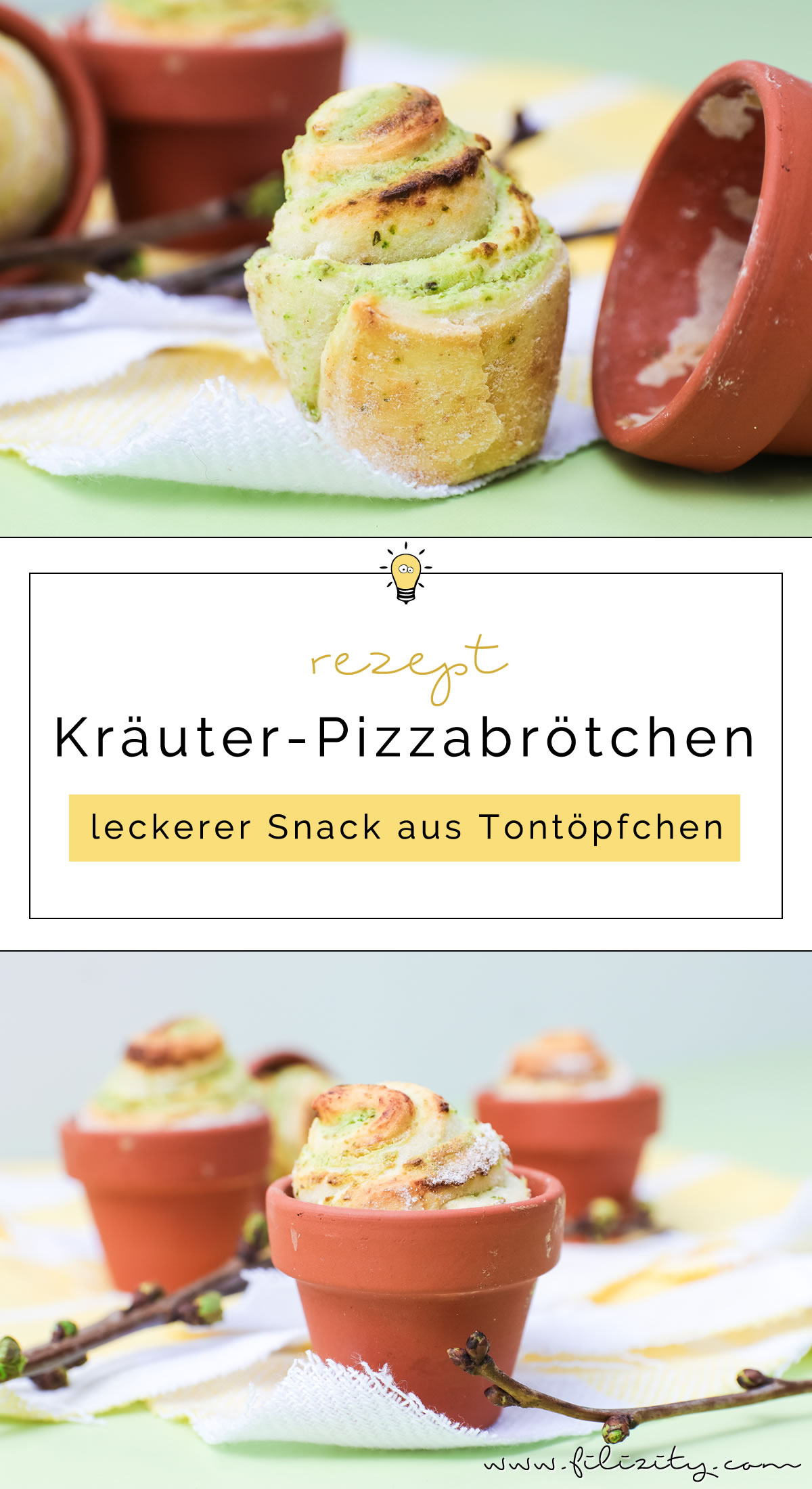 Kräuter-Pizzabrötchen im Tontöpfchen backen | Snack / Fingerfood für Frühling, Oster-Brunch oder Grillfest im Sommer | Filizity.com | Food-Blog aus dem Rheinland #pizza #lechuza #lechuzaworld