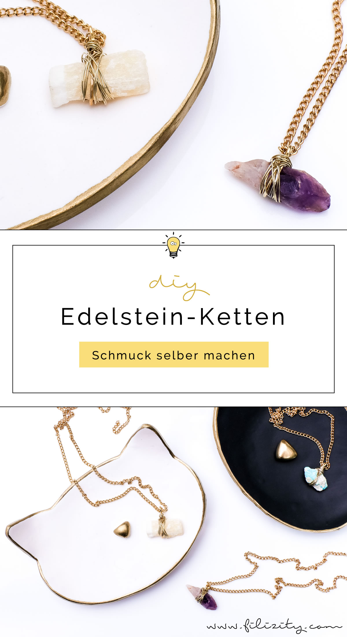 Schmuck selber machen: DIY Edelsteinketten | DIY Fashion & Geschenkidee zum Muttertag, Geburtstag, Valentinstag etc. | Filizity.com | DIY-Blog aus dem Rheinland #schmuck #geschenkidee