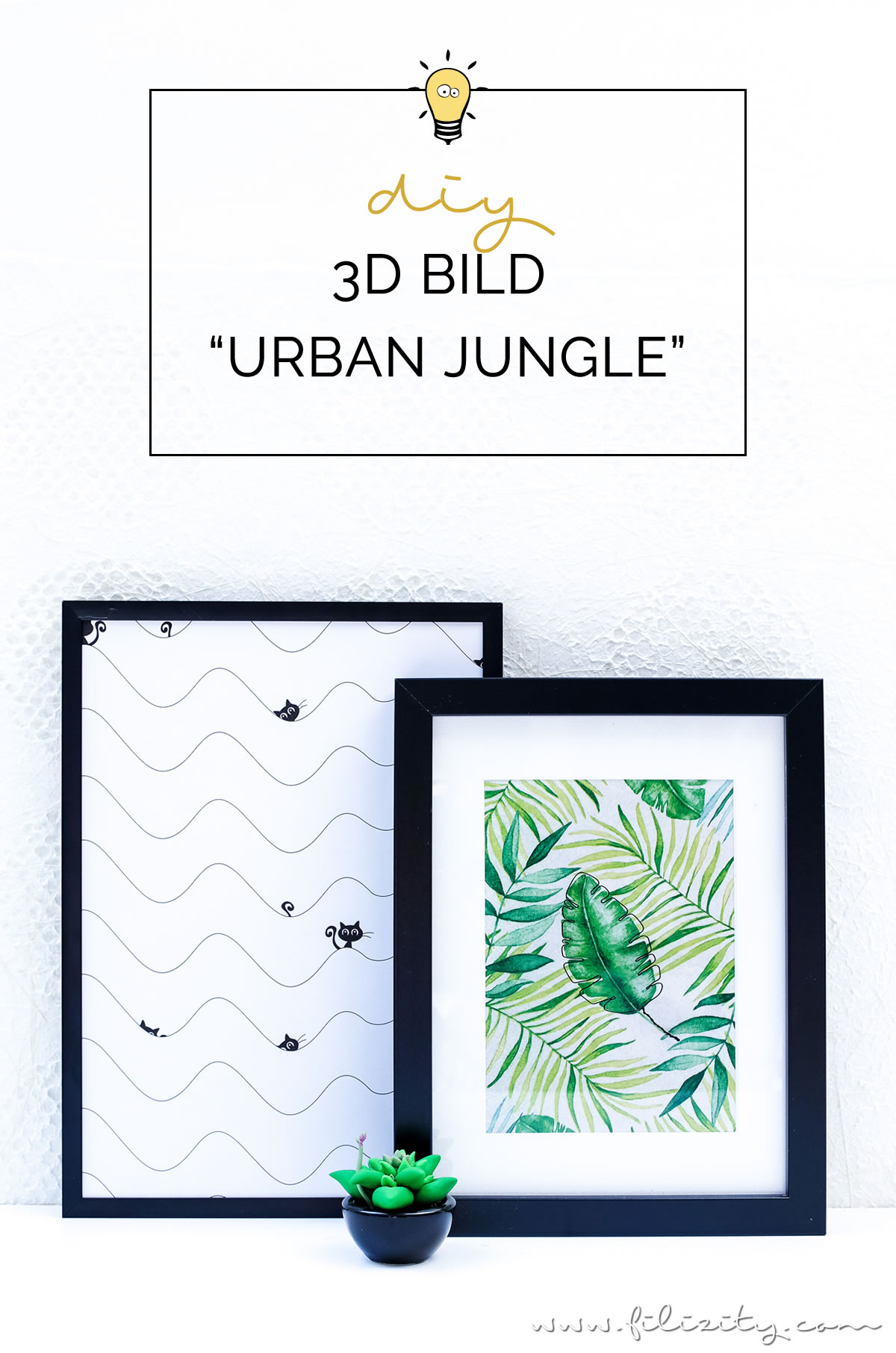 3D Bild "Urban Jungle" mit Draht-Skulptur selber machen | DIY Deko für die Wand | Filizity.com | Interior- & DIY-Blog aus dem Rheinland #urbanjungle #3d