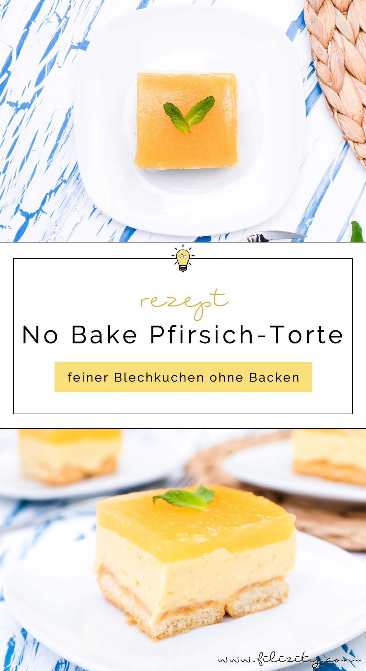 Rezept No Bake Torte: Pfirsich-Vanille-Torte ohne Backen | Perfekt für Geburtstage, Partys, Ostern, Frühling & Sommer | Filizity.com | Food-Blog aus dem Rheinland #frühling #sommer #nobake