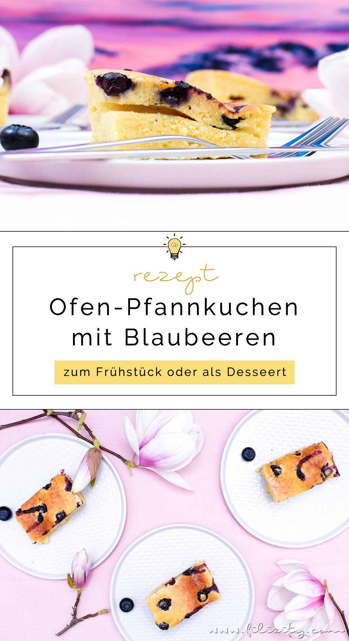 Rezept für Ofen-Pfannkuchen mit Blaubeeren - Zum Frühstück oder als Dessert | Filizity.com | Food-Blog aus dem Rheinland #pancakes #dessert #sommer