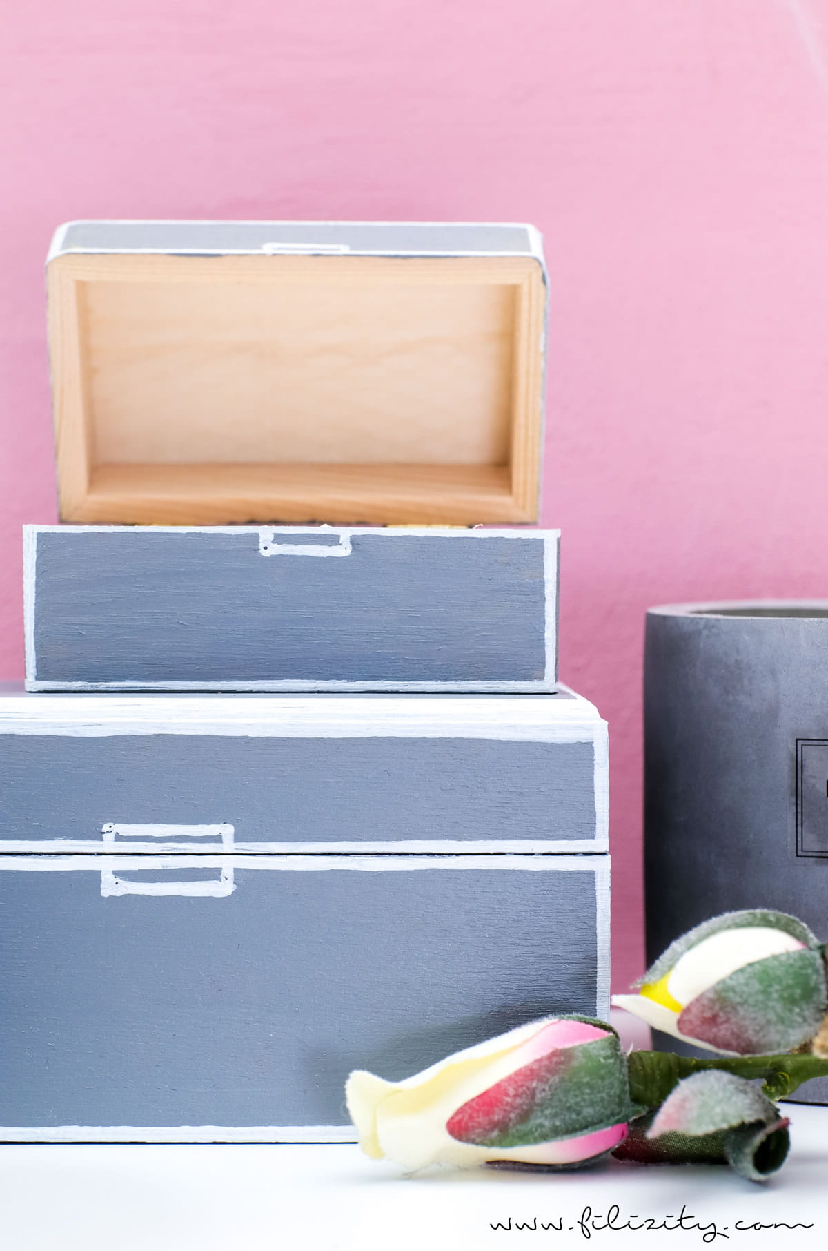 Moderne Deko selber machen: DIY Aufbewahrungsboxen aus Holzschachteln basteln | DIY Skandi-Deko | Filizity.com | Interior- & DIY-Blog aus dem Rheinland