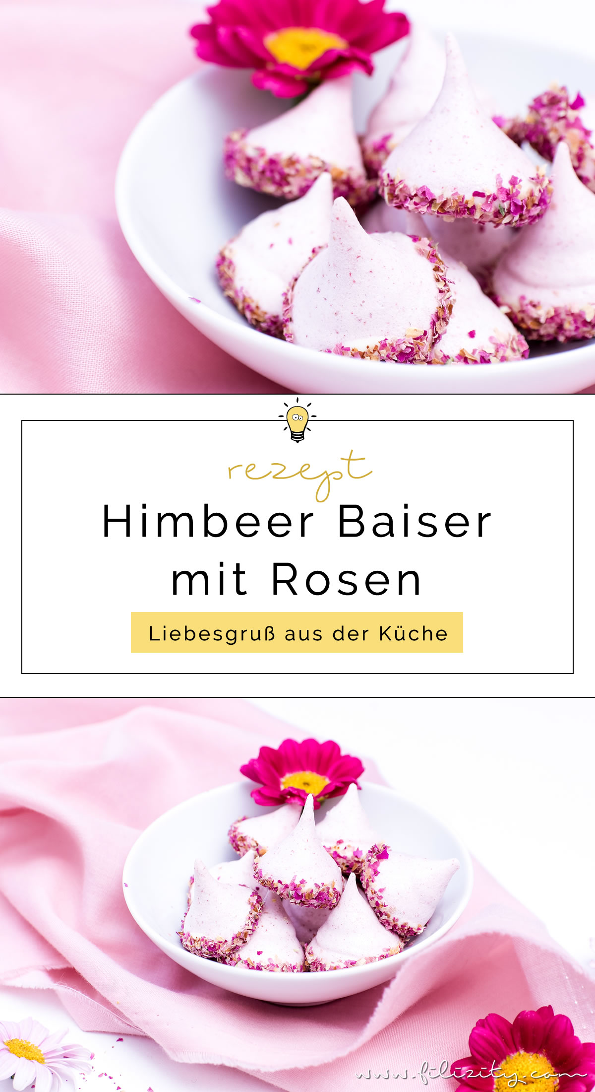 Himbeer-Baiser mit Rosen - Liebesbotschaft aus der Küche | Baiser-Rezept mit Himbeeren, weißer Schokolade und Rosen | Filizity.com | Food-Blog aus dem Rheinland #muttertag #geschenkidee #valentinstag