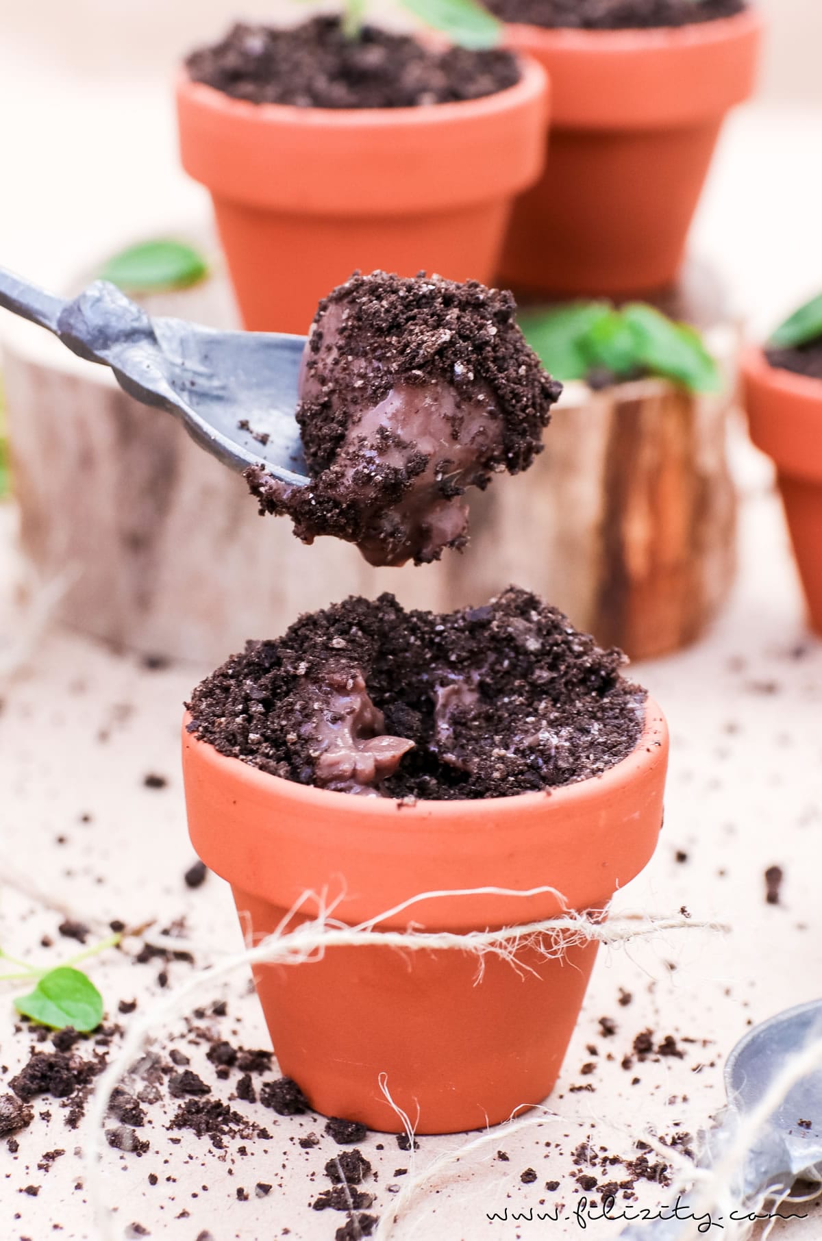 Oreo Dirt Pudding - Schoko-Pudding im Blumentopf mit Kekskrümeln und Kräutern | Perfekt als Dessert und Party-Food für Geburtstage & Co. | Filizity.com | Food-Blog aus dem Rheinland