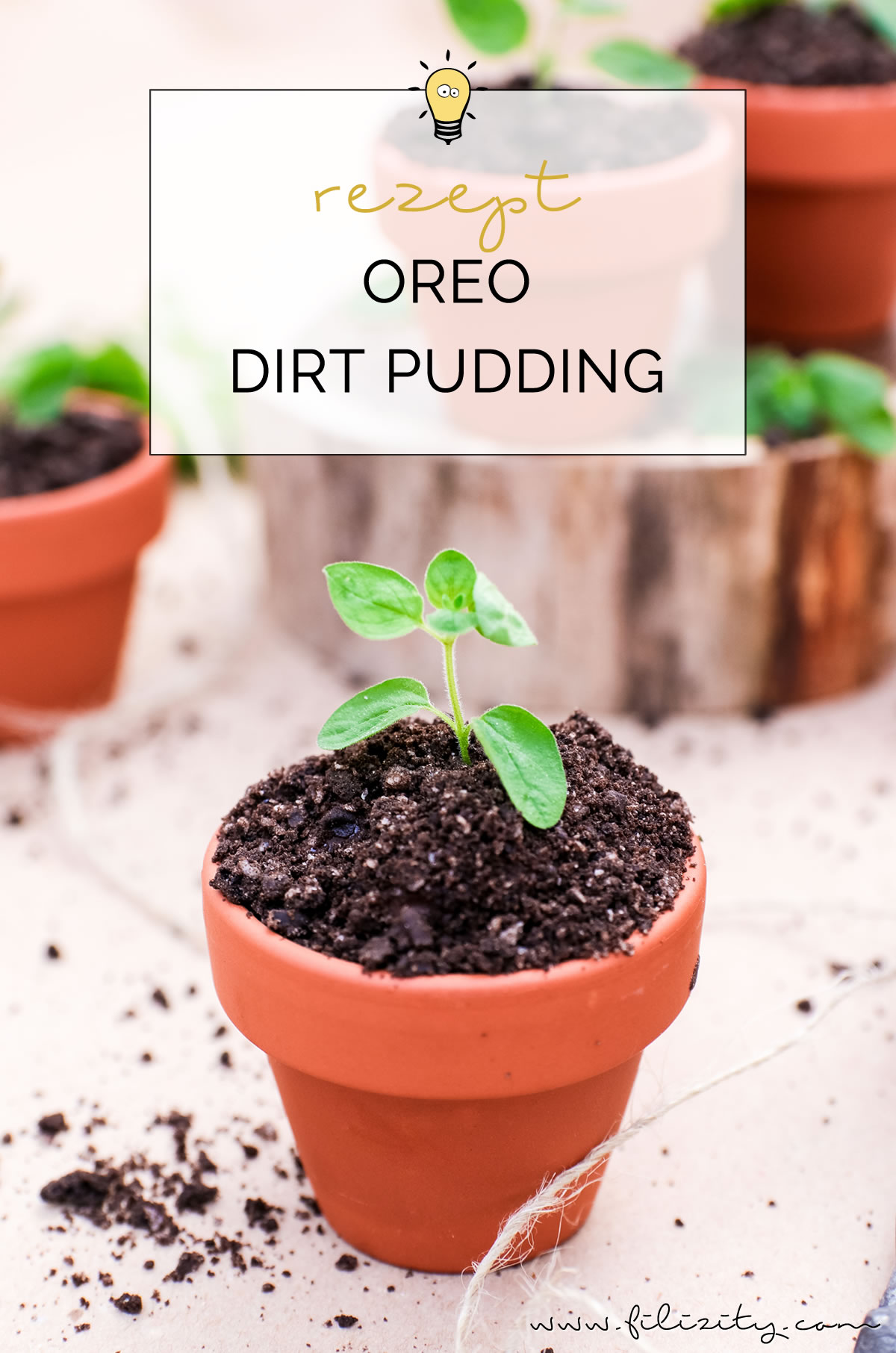 Oreo Dirt Pudding - Schoko-Pudding im Blumentopf mit Kekskrümeln und Kräutern | Perfekt als Dessert und Party-Food für Geburtstage & Co. | Filizity.com | Food-Blog aus dem Rheinland