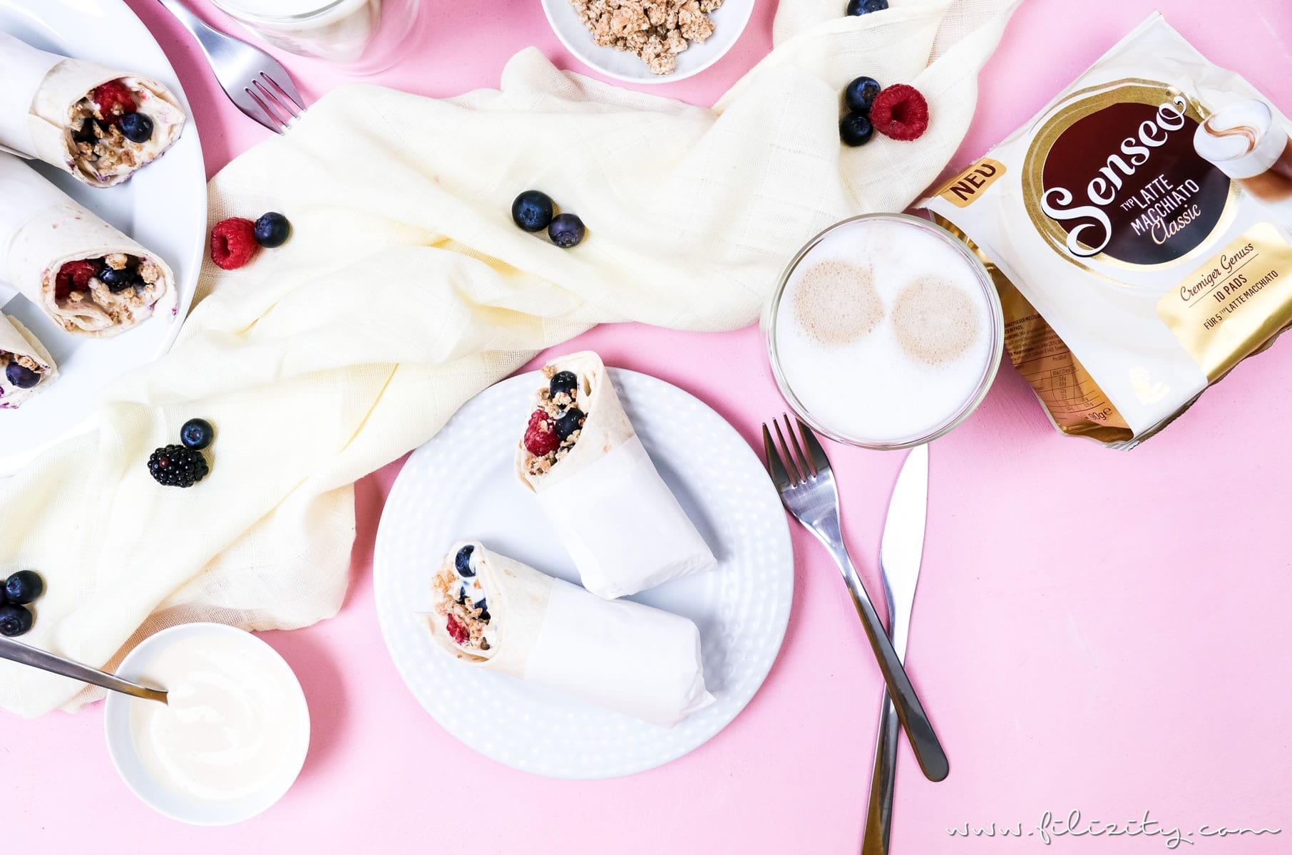 Rezept für Frühstücks-Wraps mit Kaffee-Quark und Beeren - Genussmomente mit SENSEO® + GEWINNSPIEL | Filizity.com | Food-Blog aus dem Rheinland #perfektinjederlage #senseo #lattemacchiato