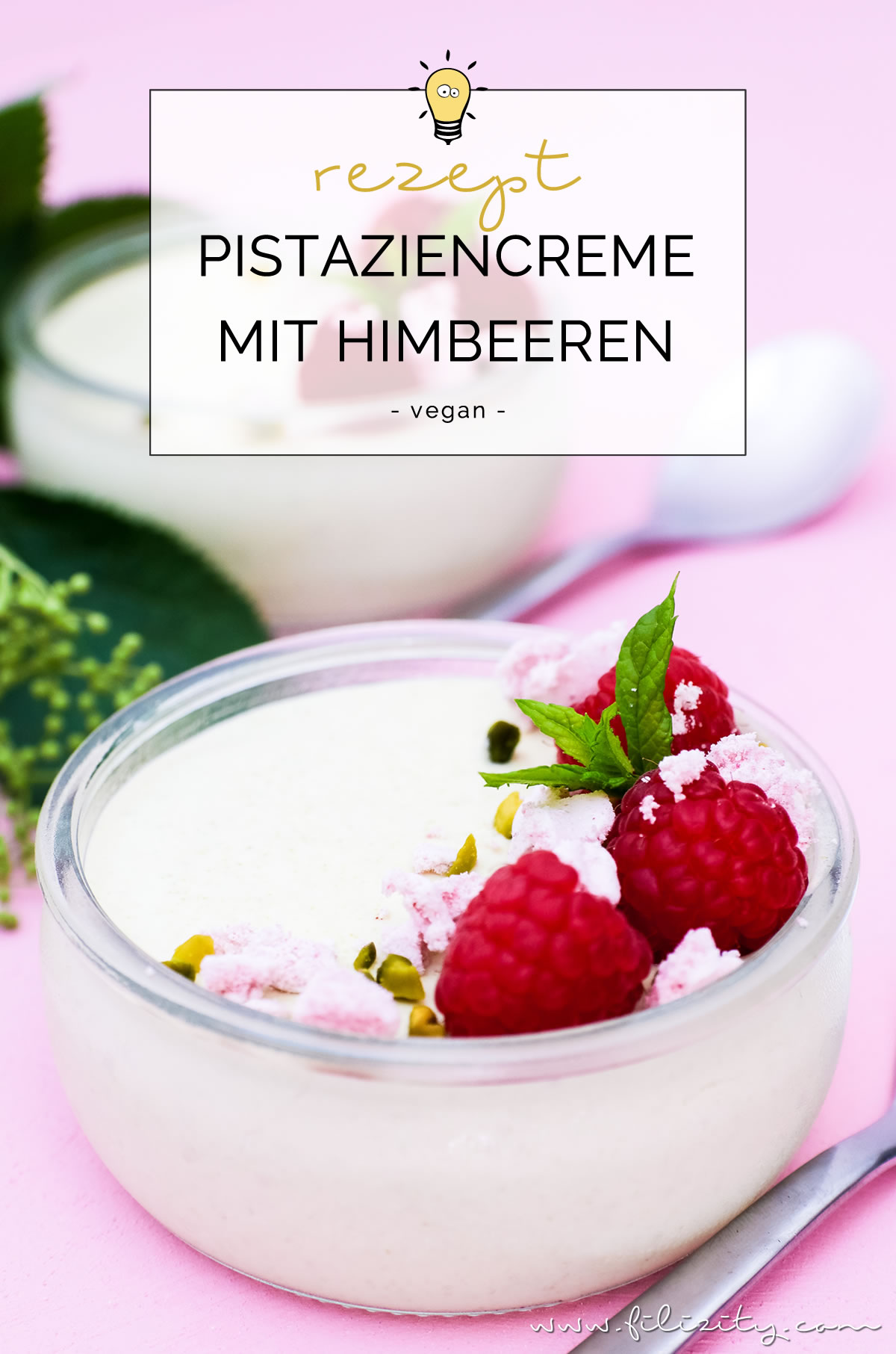 Rezept für vegane Pistaziencreme mit Himbeeren und Baiser | Perfektes Dessert-Rezept für Sommer | Filizity.com | Food-Blog aus dem Rheinland #vegan #veggie #dessert