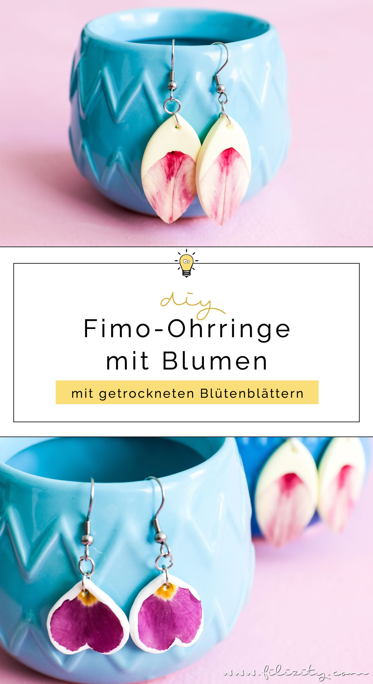 DIY Fashion: Fimo-Ohrringe mit getrockneten Blumen selber machen | Filizity.com | DIY-Blog aus dem Rheinland #myFimo #fimo