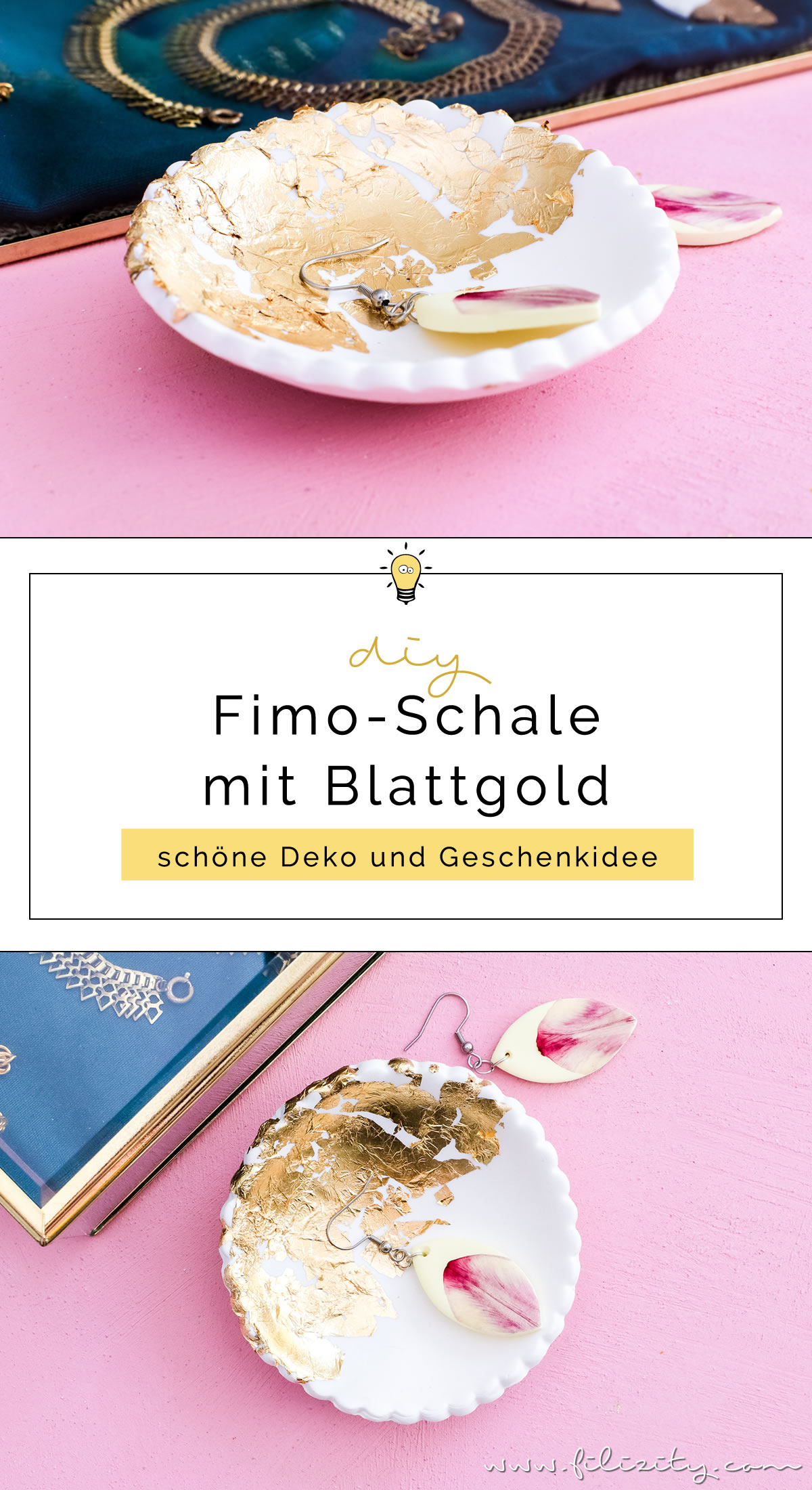 DIY Deko & DIY Geschenkidee : Fimo-Schmuckschale mit Blattgold basteln | Filizity.com | DIY-Blog aus dem Rheinland #myFimo #Fimo