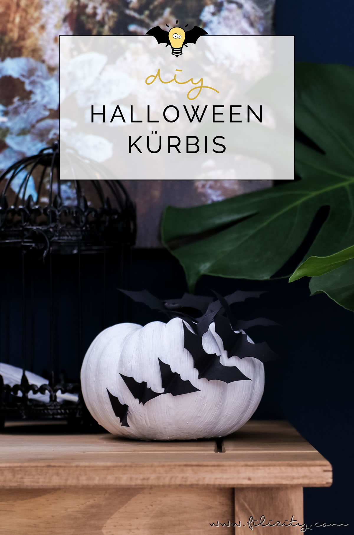 DIY Halloween-Deko selber machen: Kürbisse mit Fledermäusen | Filizity.com | DIY-Blog aus dem Rheinland #halloween #booh #kürbis #styleyourkürbis
