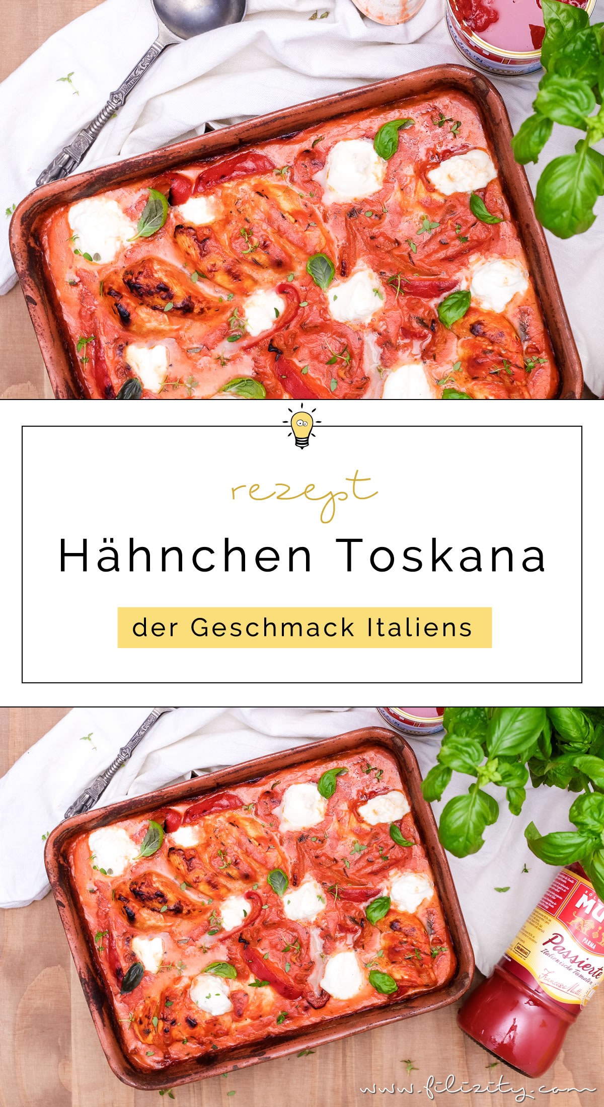 Hähnchen Toskana mit Burrata & frischen Kräutern | Angelehnt an Hackbällchen Toskana | Filizity.com | Food-Blog aus dem Rheinland #mutti #tomaten #toskana #toscana