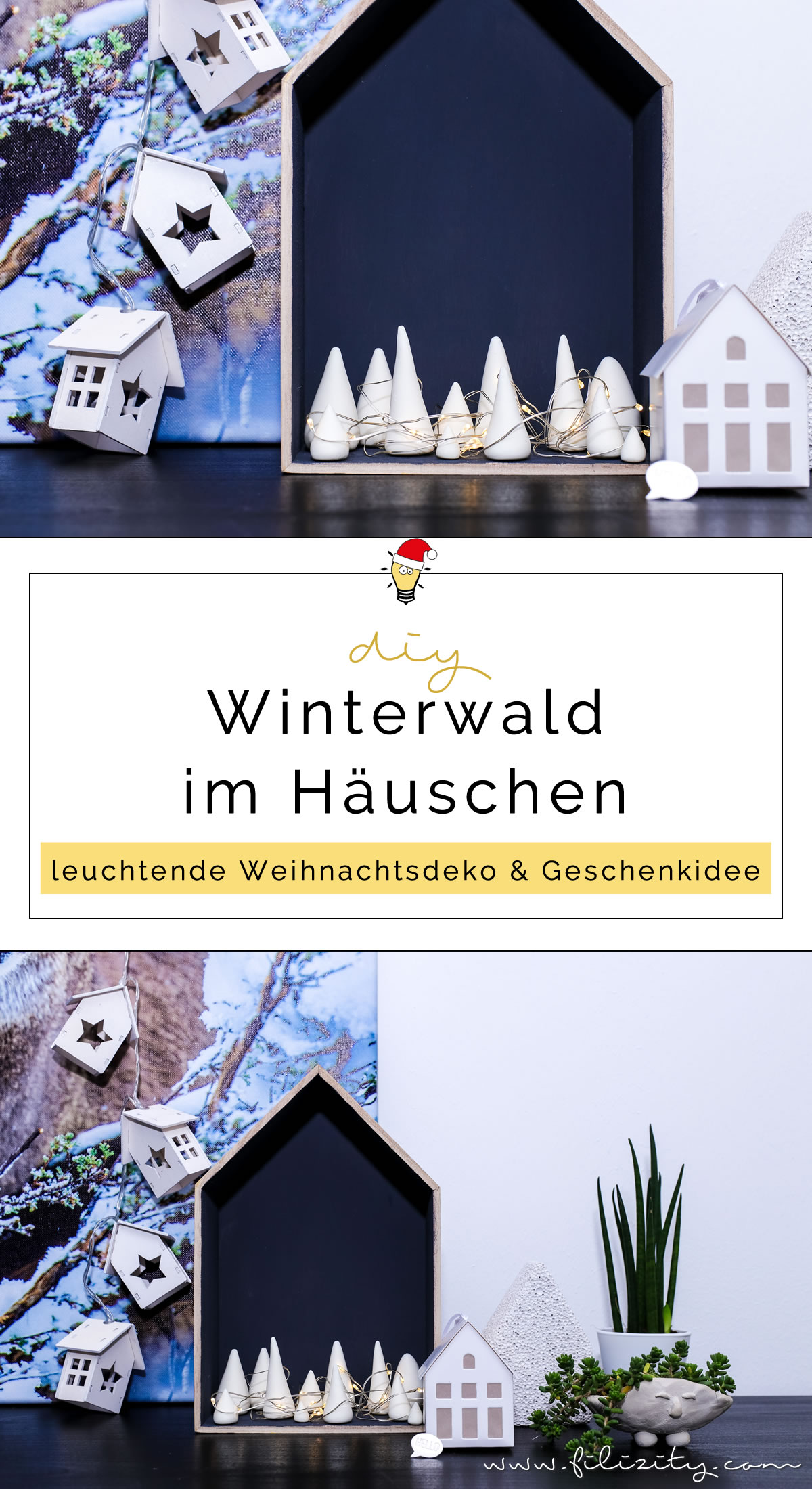 DIY Weihnachtsdeko & Geschenkidee: Leuchtenden Winterwald aus Kaltporzellan oder Fimo selber machen - So geht's | Filizity.com | DIY-Blog aus dem Rheinland #kaltporzellan #fimo #weihnachten #weihnachtdeko #weihnachtsgeschenke #geschenkideen