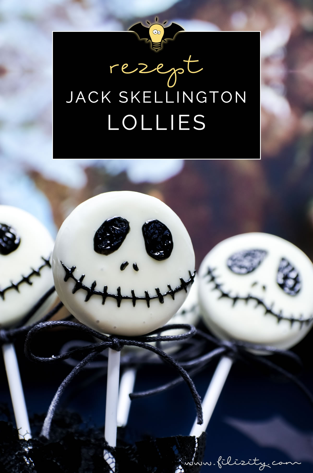 Schnelles Halloween-Rezept: Jack Skellington Keks Lollies | Filizity.com | Food-Blog aus dem Rheinland #halloween #booh #oreo #partyfood