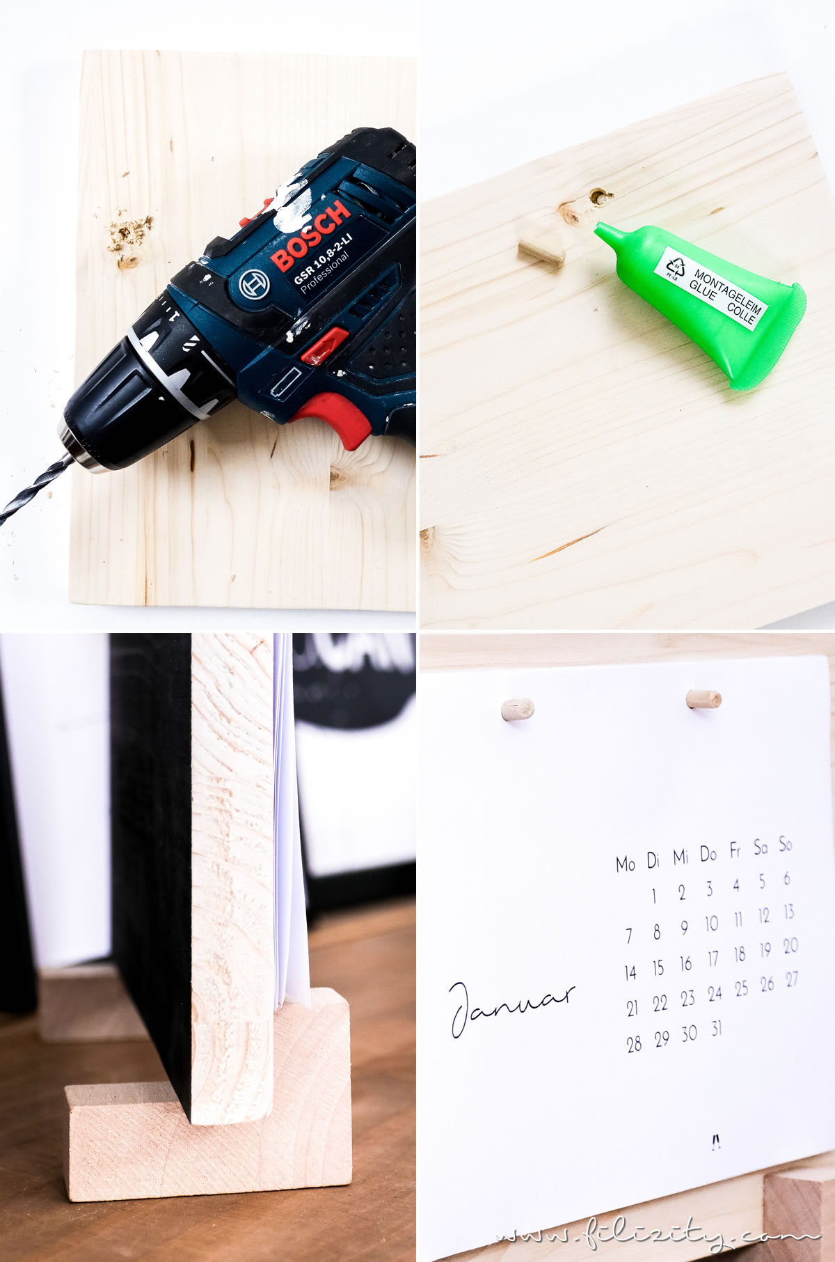 DIY Tischkalenderbrett aus Holzresten + Download Minimalistischer Tischkalender 2019 | Stylischer Helfer für deinen Schreibtisch | Filizity. Kreativmagazin & DIY Blog #kalender #2019 #download #printable #minimalistisch